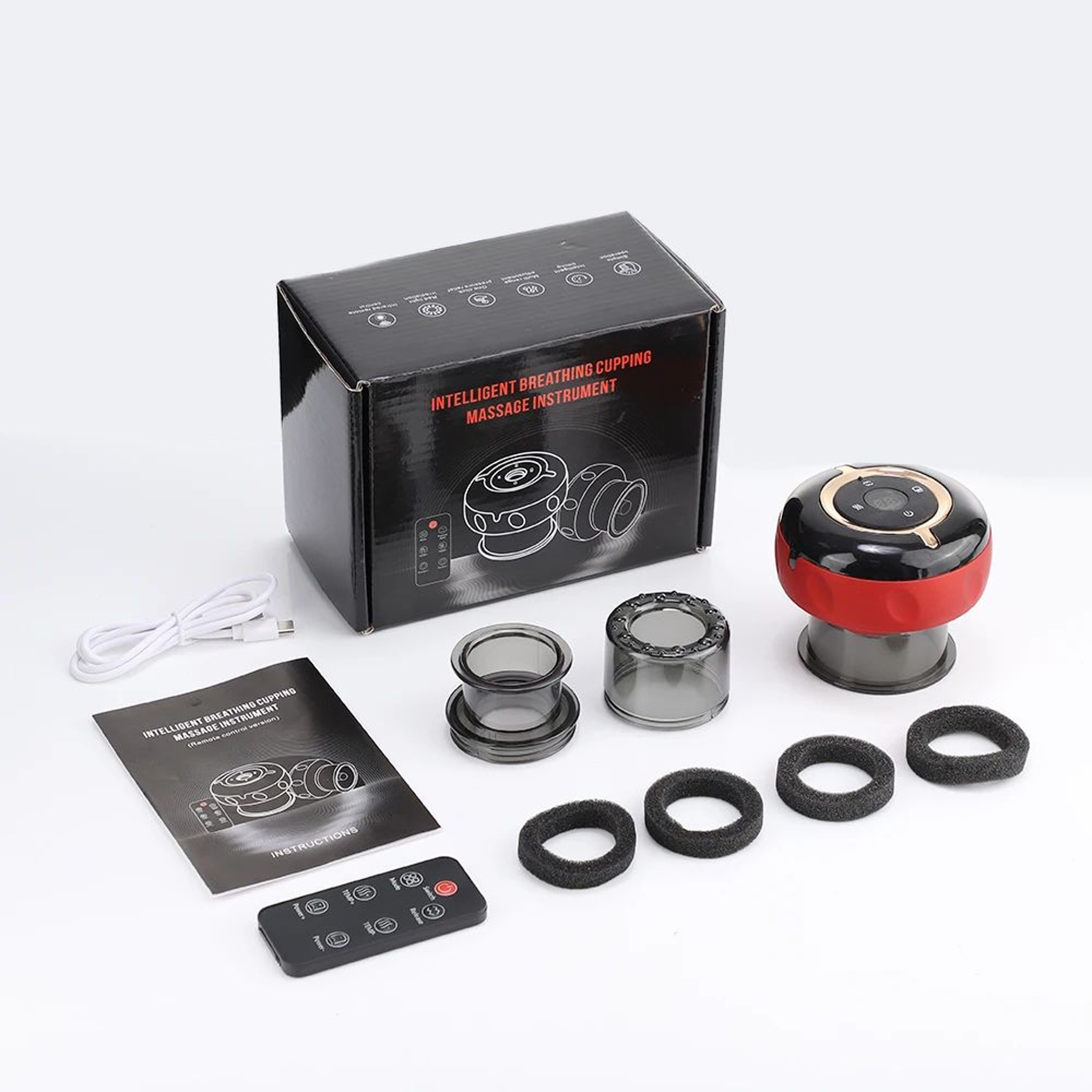 Smart Electric Cupping Massager With Heat  Remote Control  Red Light Vacuum Suction Therapy Device  6