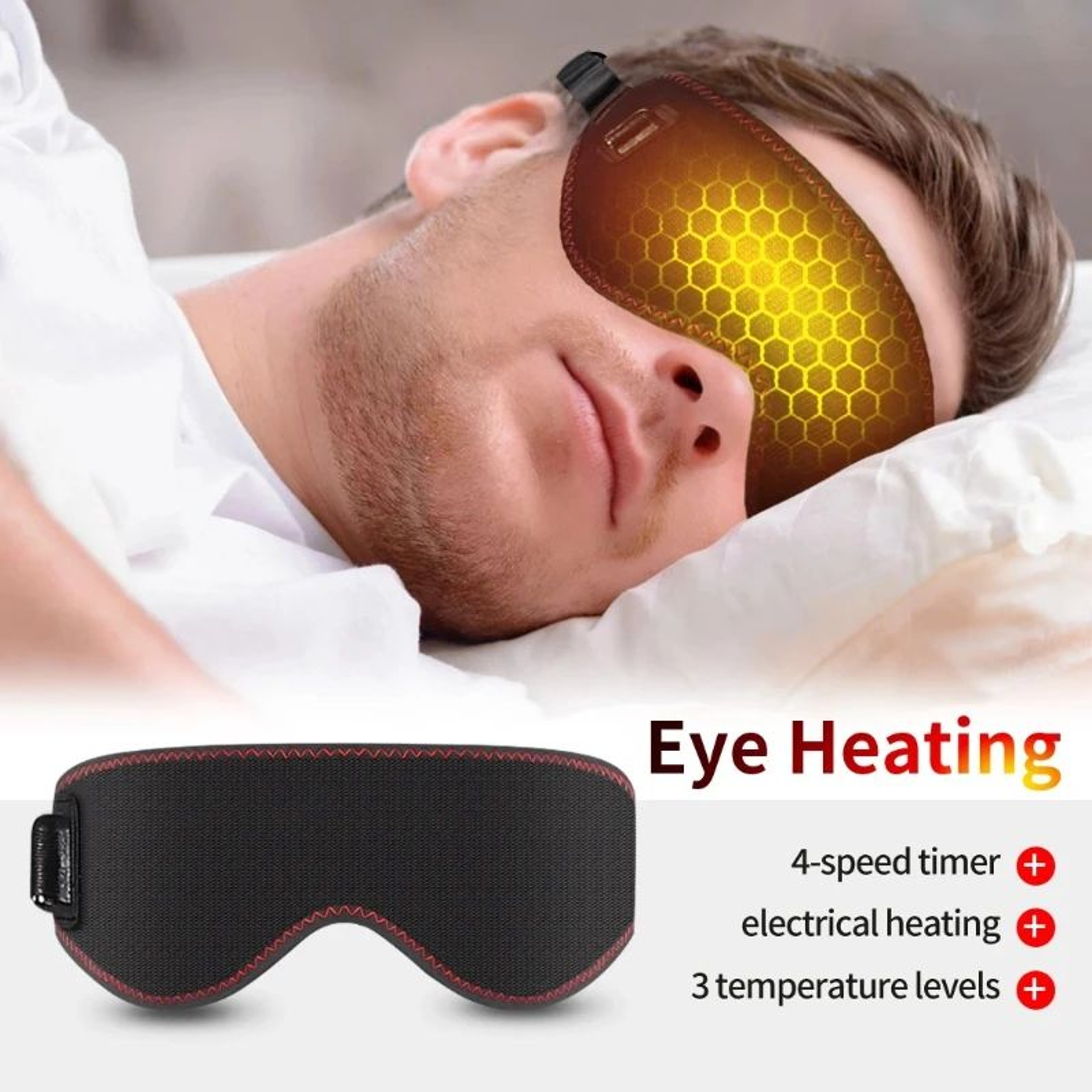 Electric Heated Eye Mask With 3 Temperature Levels  Warm Compress Eye Cover For Dry Eyes Eye Fatigu 2