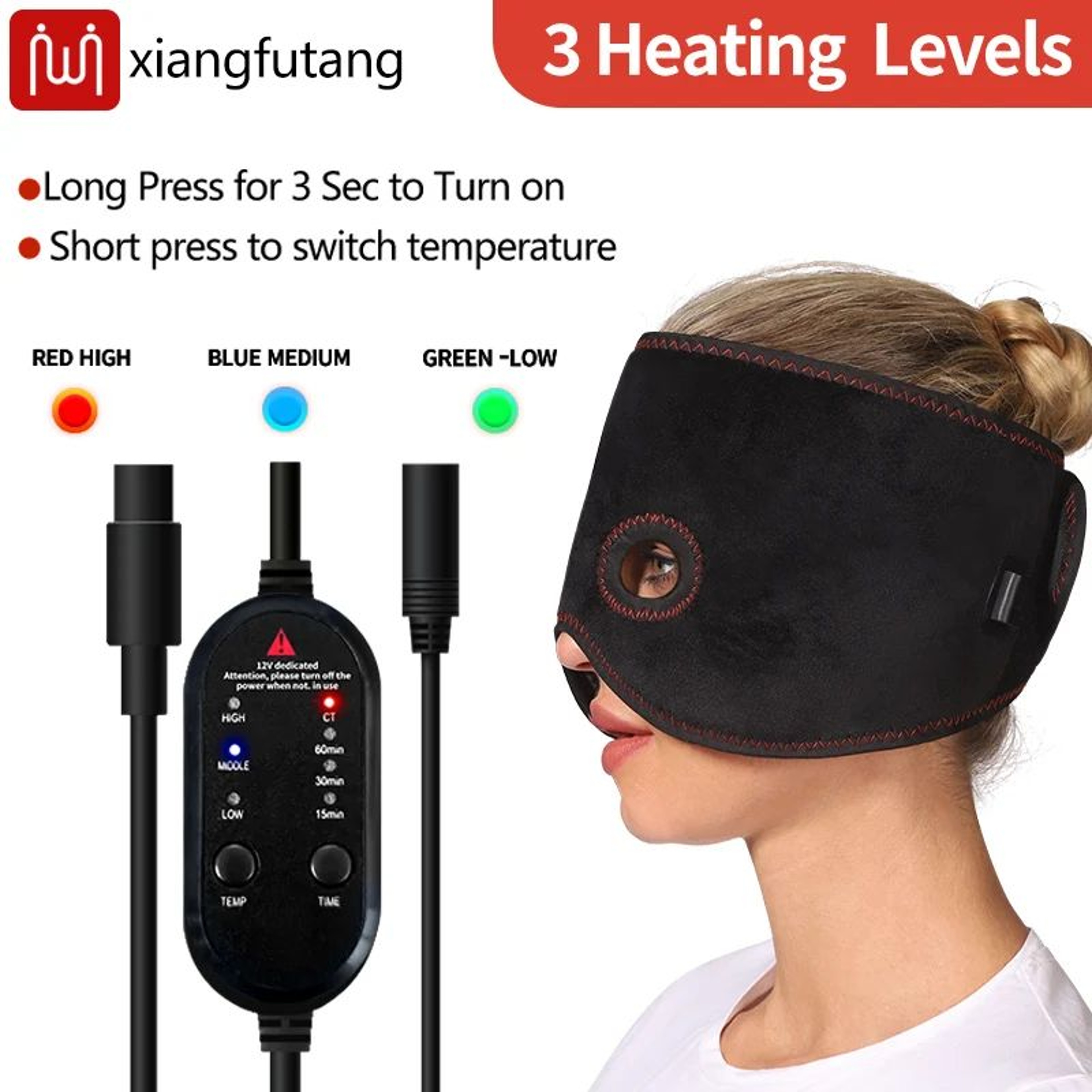 Electric Heated Half Face Mask With Adjustable Heat  Facial Muscle Relaxation Mask For Jaw Cheeks
