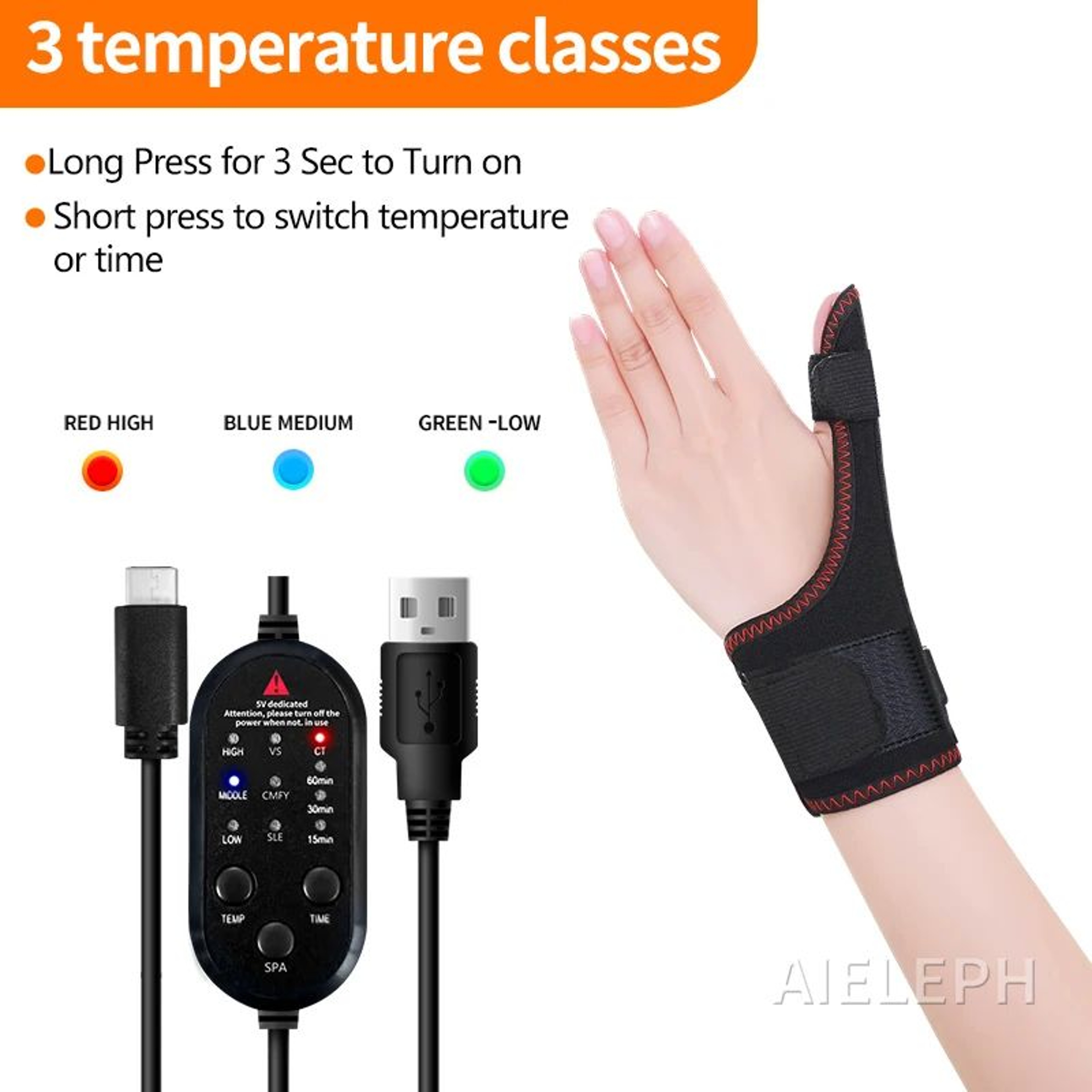 Electric Heated Thumb Wrist Support Brace With Massage Adjustable Wrist Stabilizer For Hand Pain Re
