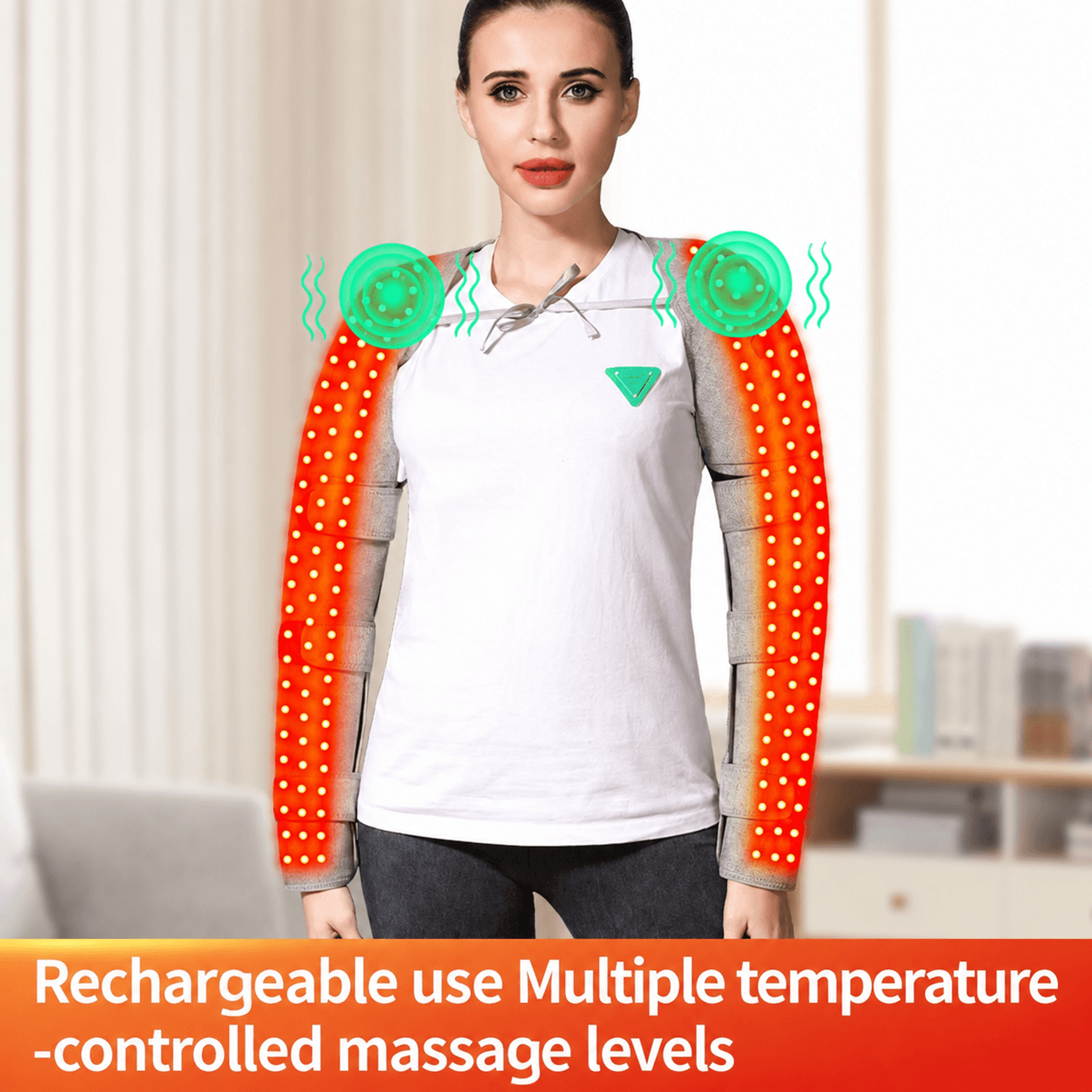 Red Light Heated Shoulder  Arm Massager Wrap With Vibration  Electric Therapy Pad For Muscle  Joint 0