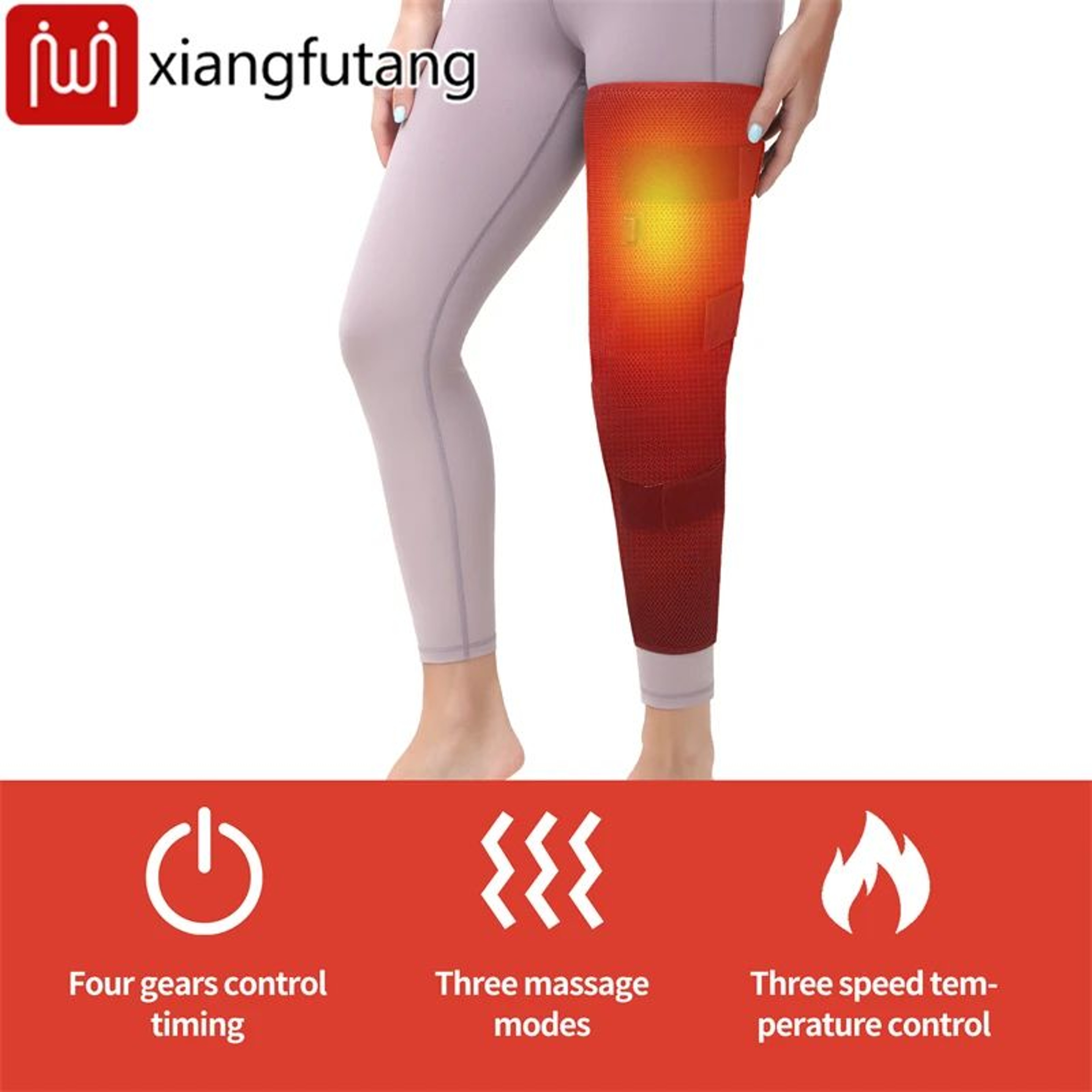 Long Leg Heating Pad With Vibration Massager  Heated Thigh Knee  Calf Wrap For Muscle Pain Relief   4