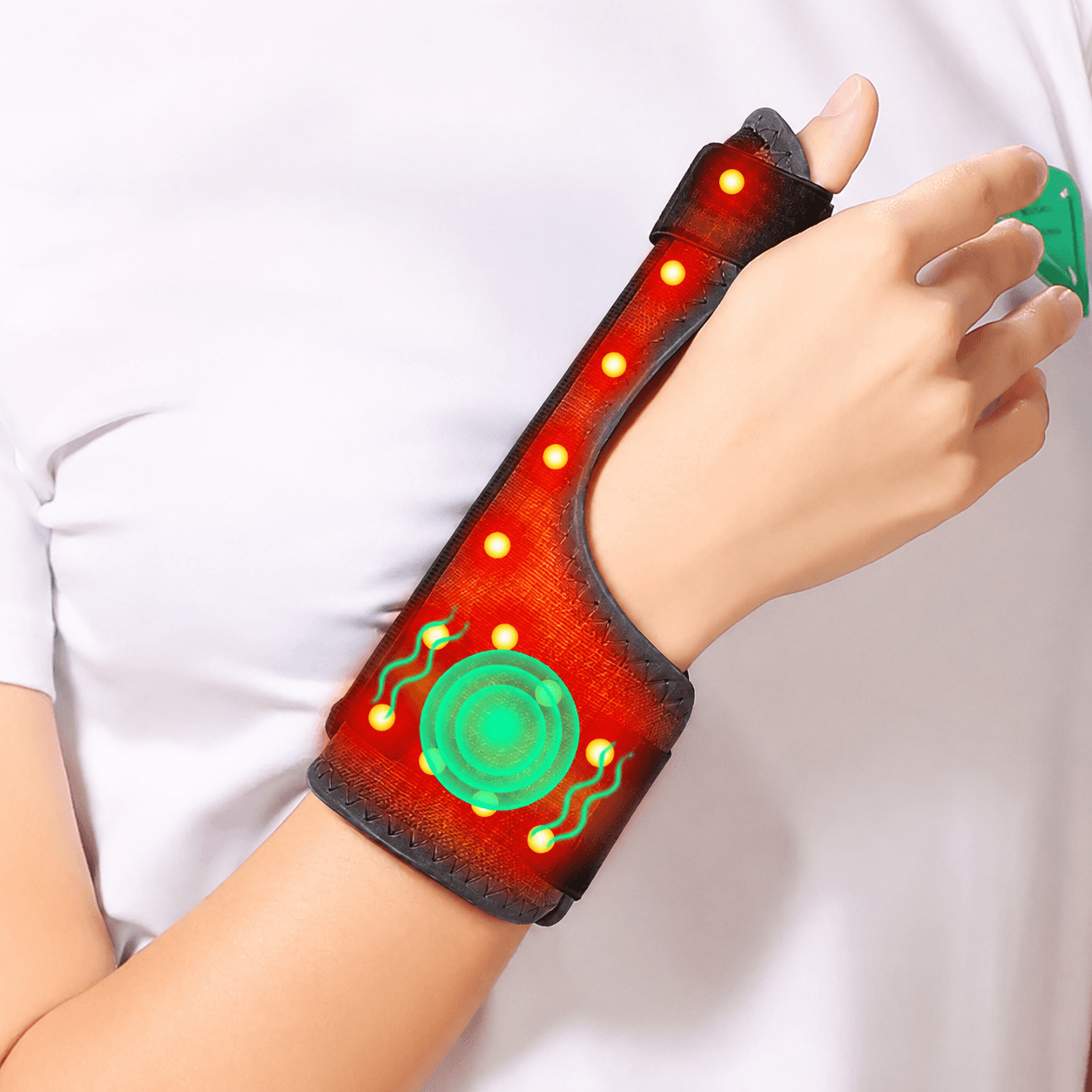 Red Light Heated Finger Support Brace With Vibration Massage  Adjustable Electric Wrist  Finger The 0