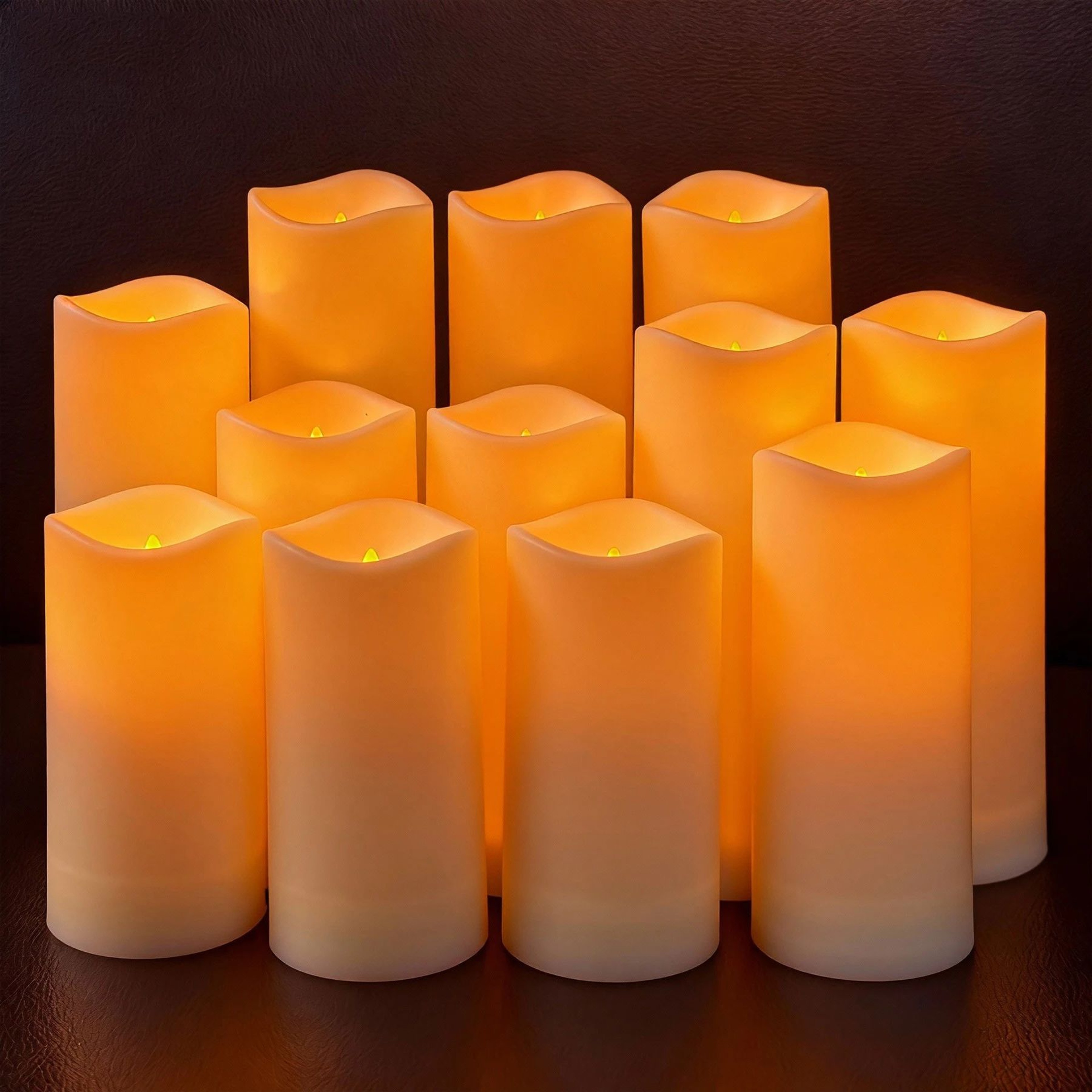LED Flameless Flickering Candles With Remote Control  3Piece Warm White Battery Operated Candle Set 0