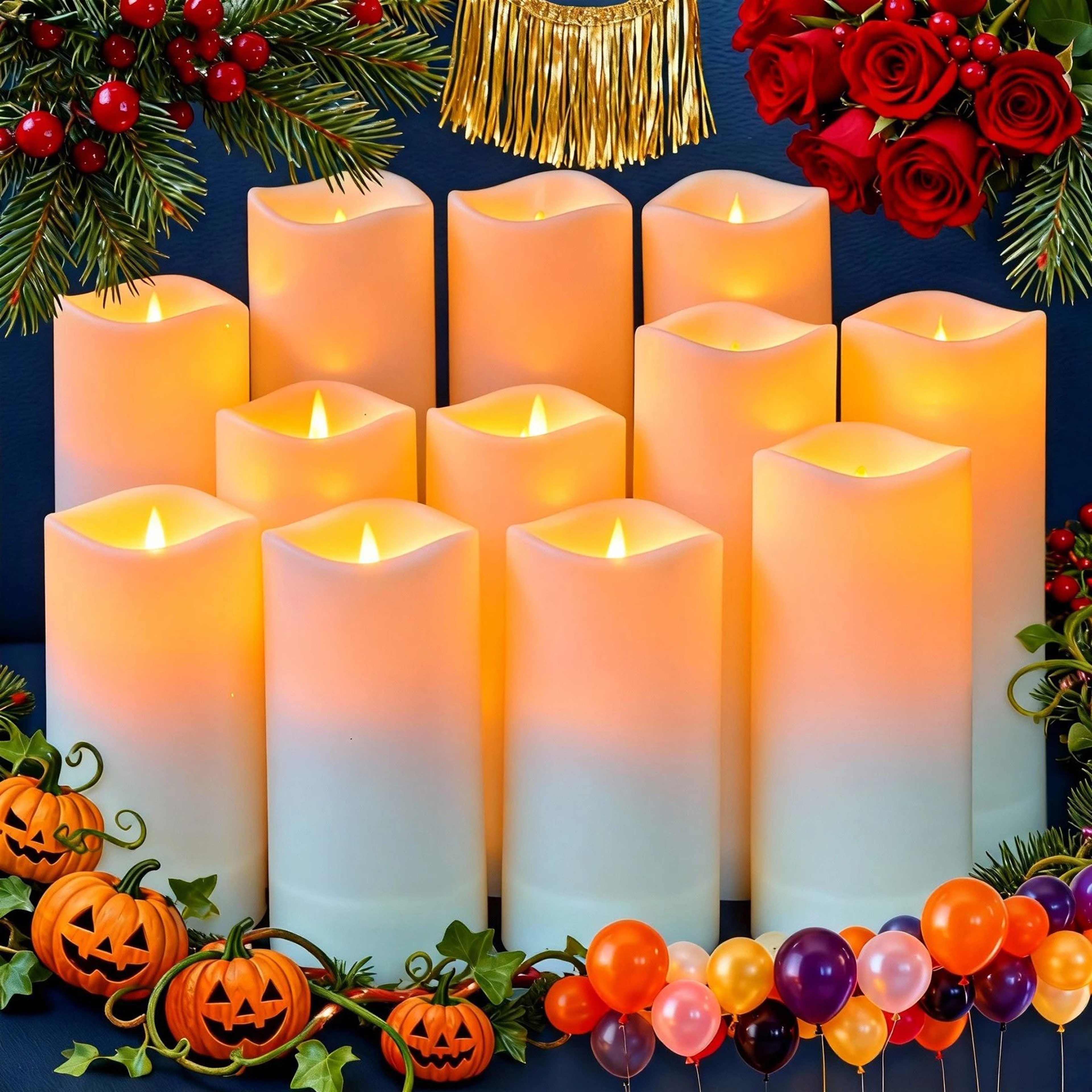 LED Flameless Flickering Candles With Remote Control  3Piece Warm White Battery Operated Candle Set 4