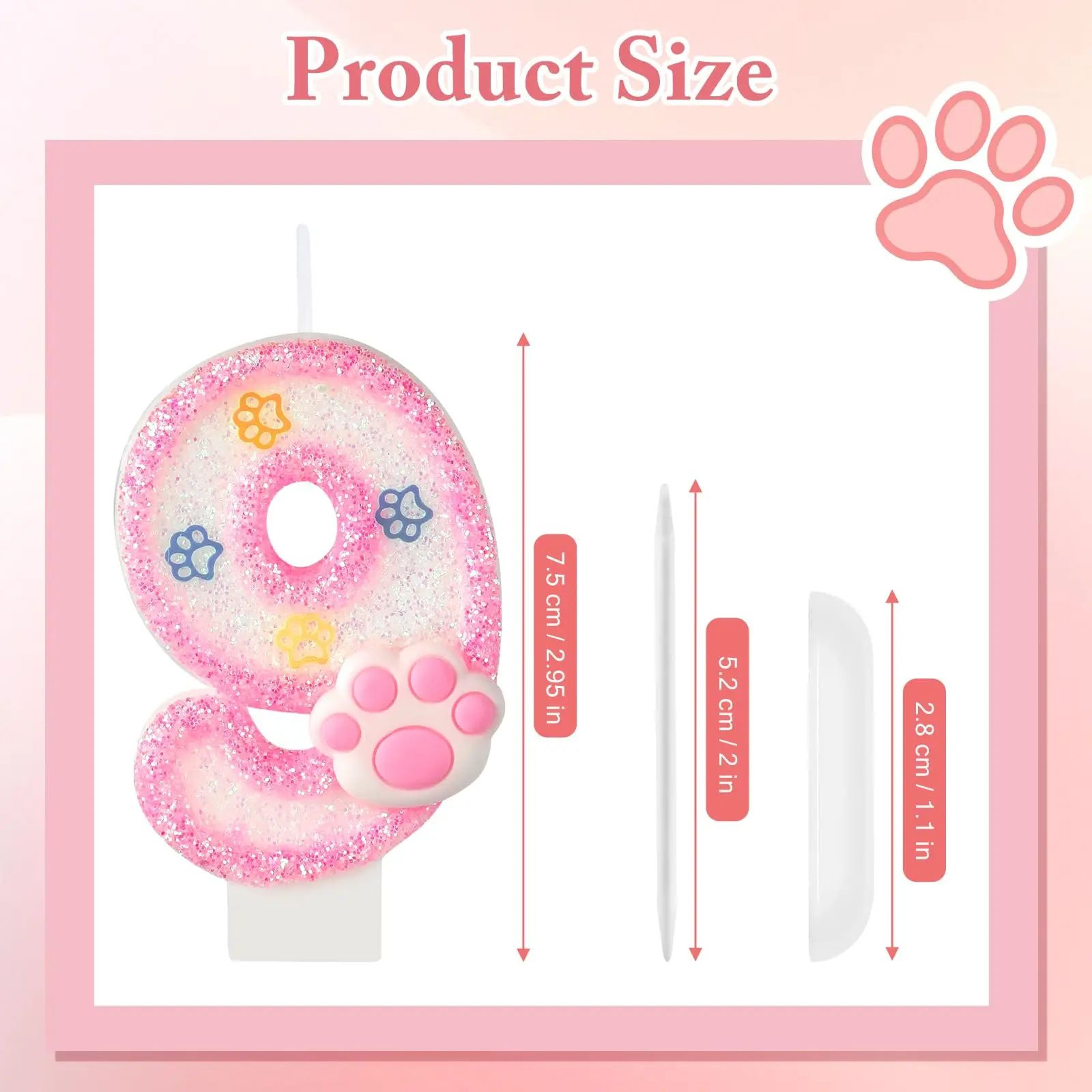Dog  Cat 3rd Birthday Paw Print Cake Candle Set  Pet Birthday Cake Topper  Cupcake Decorations Part 5