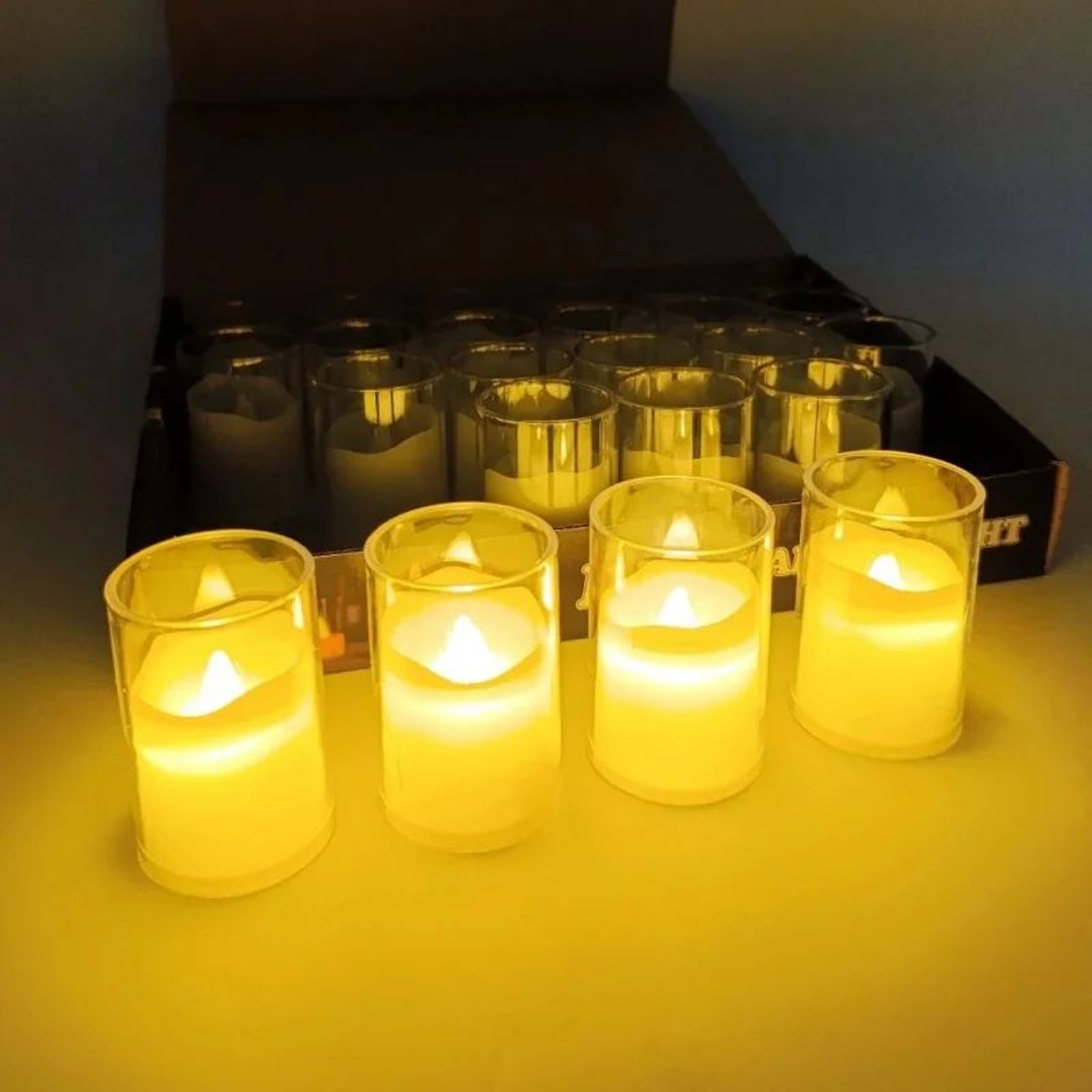 Flameless LED Tealight Candles With Clear Holders  Battery Operated Decorative Flickering LED Candl 1