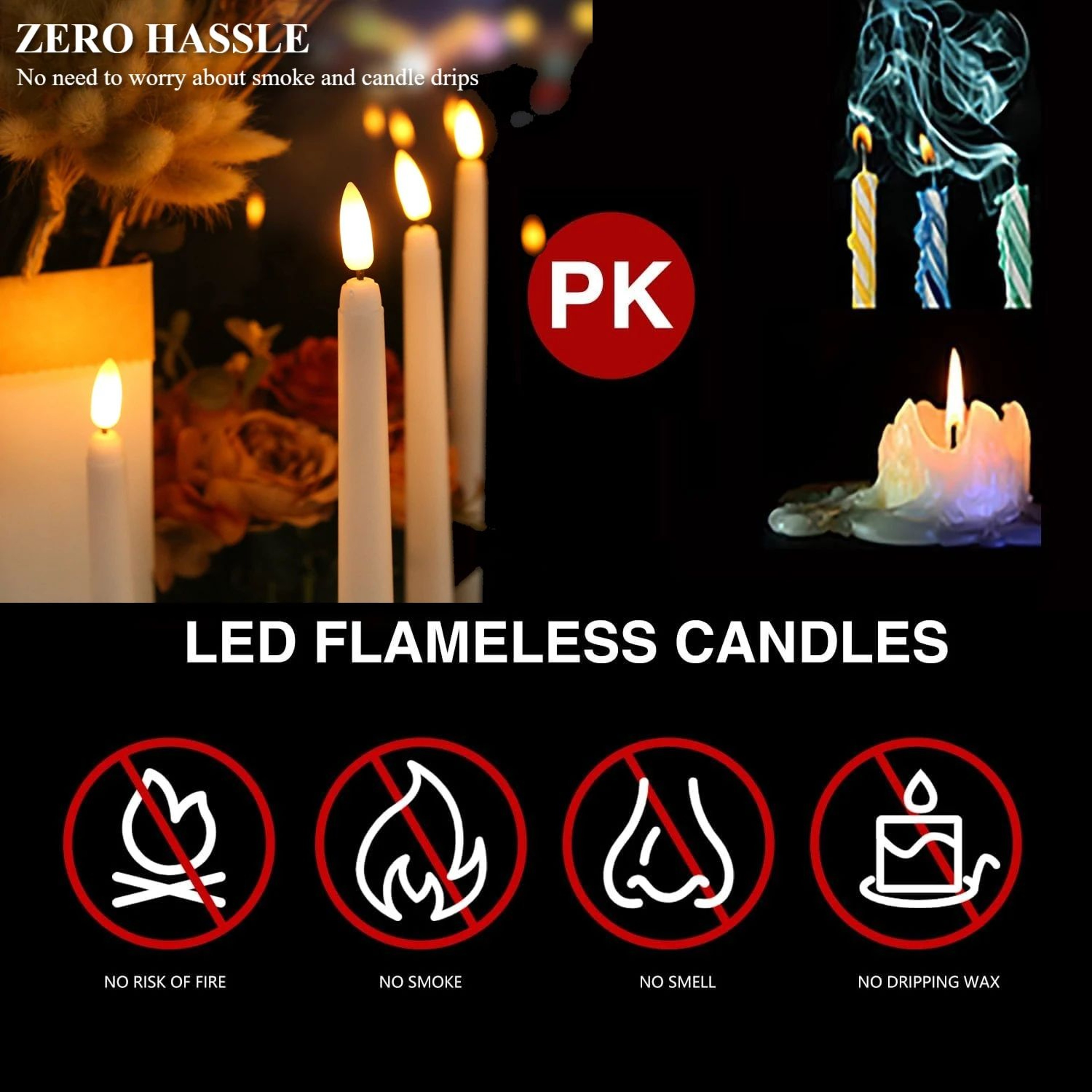 Flameless LED Taper Candles With Remote  Timer  Battery Operated Flickering Candles For Home Weddin 3