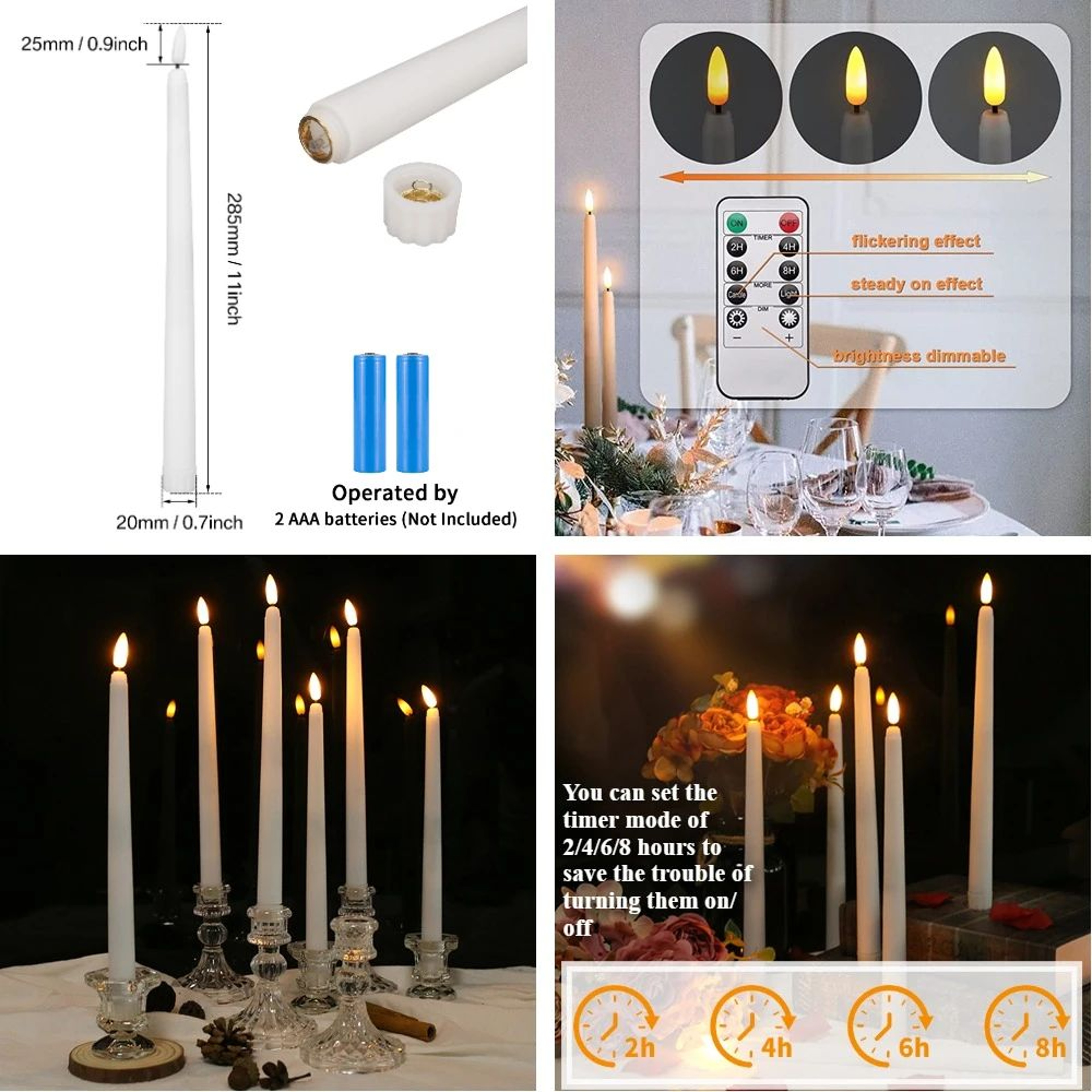 Flameless LED Taper Candles With Remote  Timer  Battery Operated Flickering Candles For Home Weddin 4