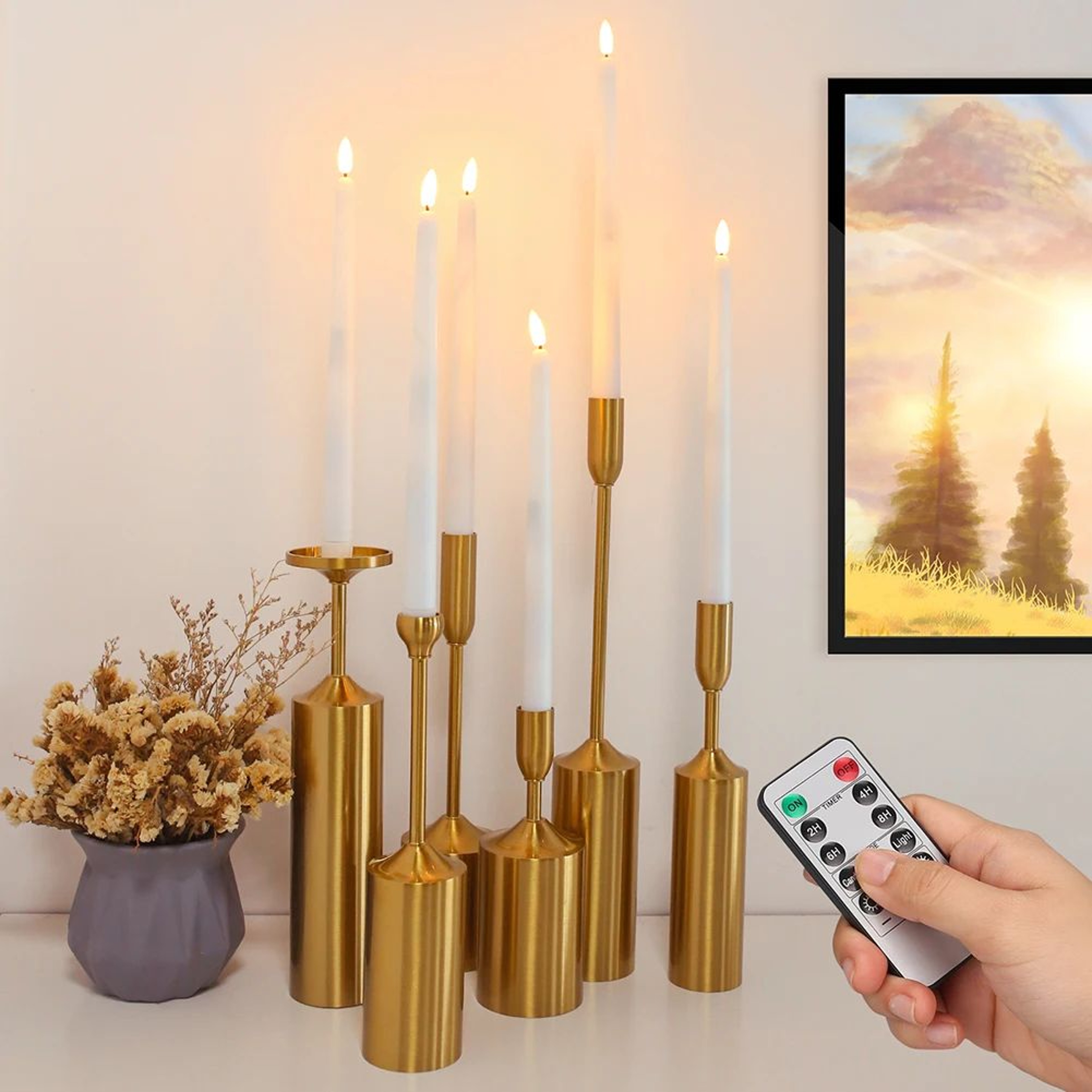 Flameless LED Taper Candles With Remote  Timer  Battery Operated Flickering Candles For Home Weddin 5