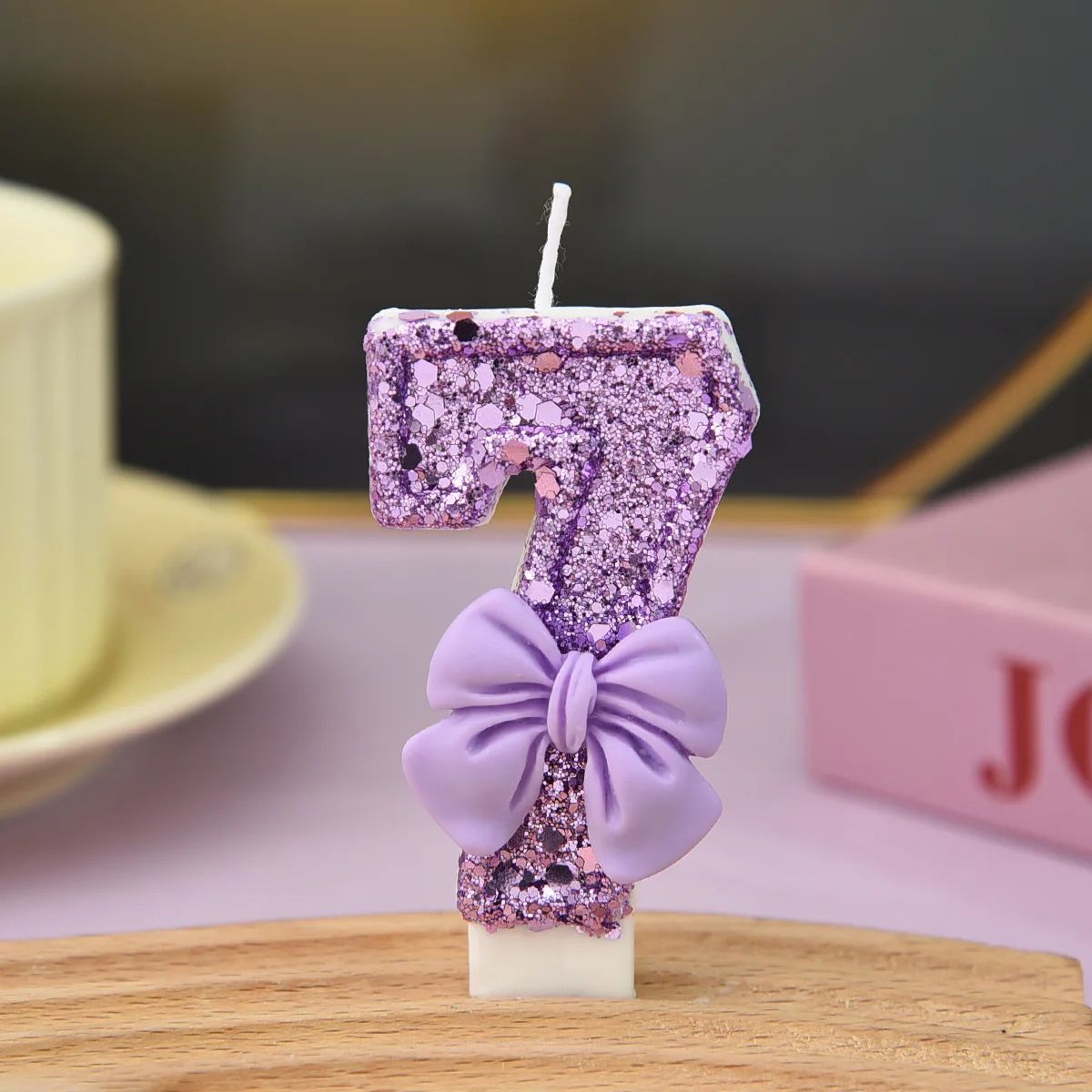 Dream Purple Bow Digital Birthday Candle  Creative Number Cake Candle For Birthday Party Decoration 13