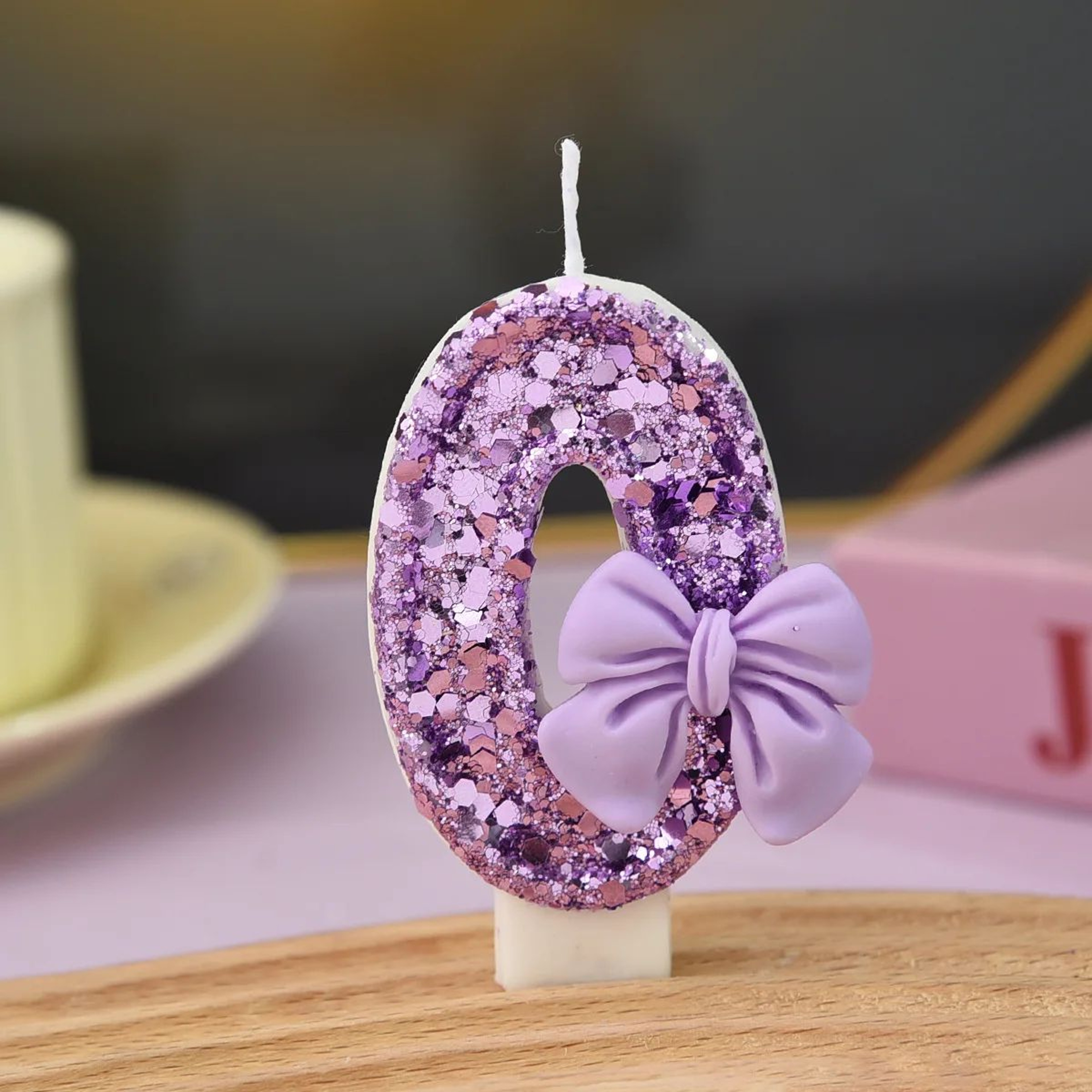 Dream Purple Bow Digital Birthday Candle  Creative Number Cake Candle For Birthday Party Decoration 6