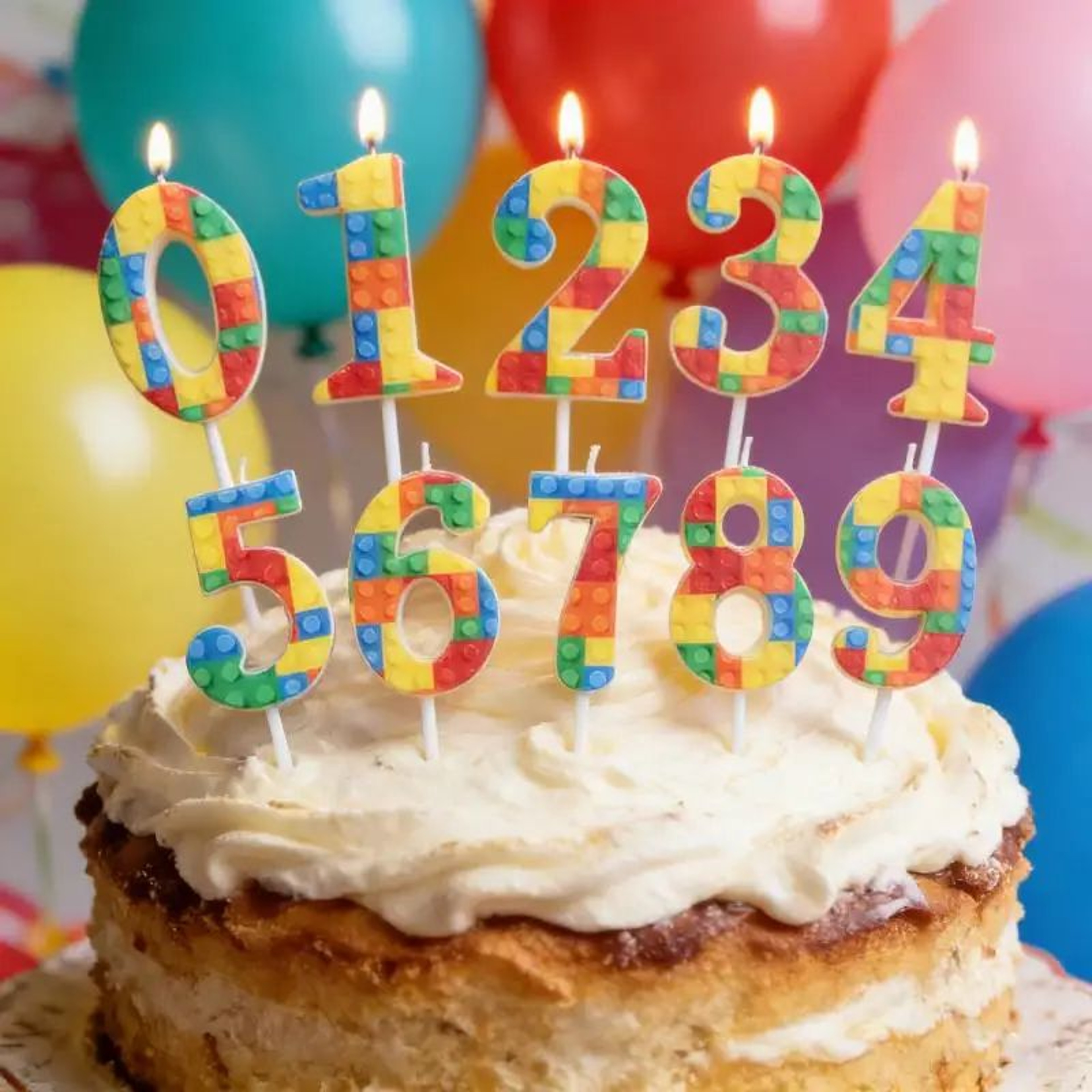 Building Block Number Birthday Candle 09  Colorful Cartoon Cake Decoration For Kids Birthday Partie 4