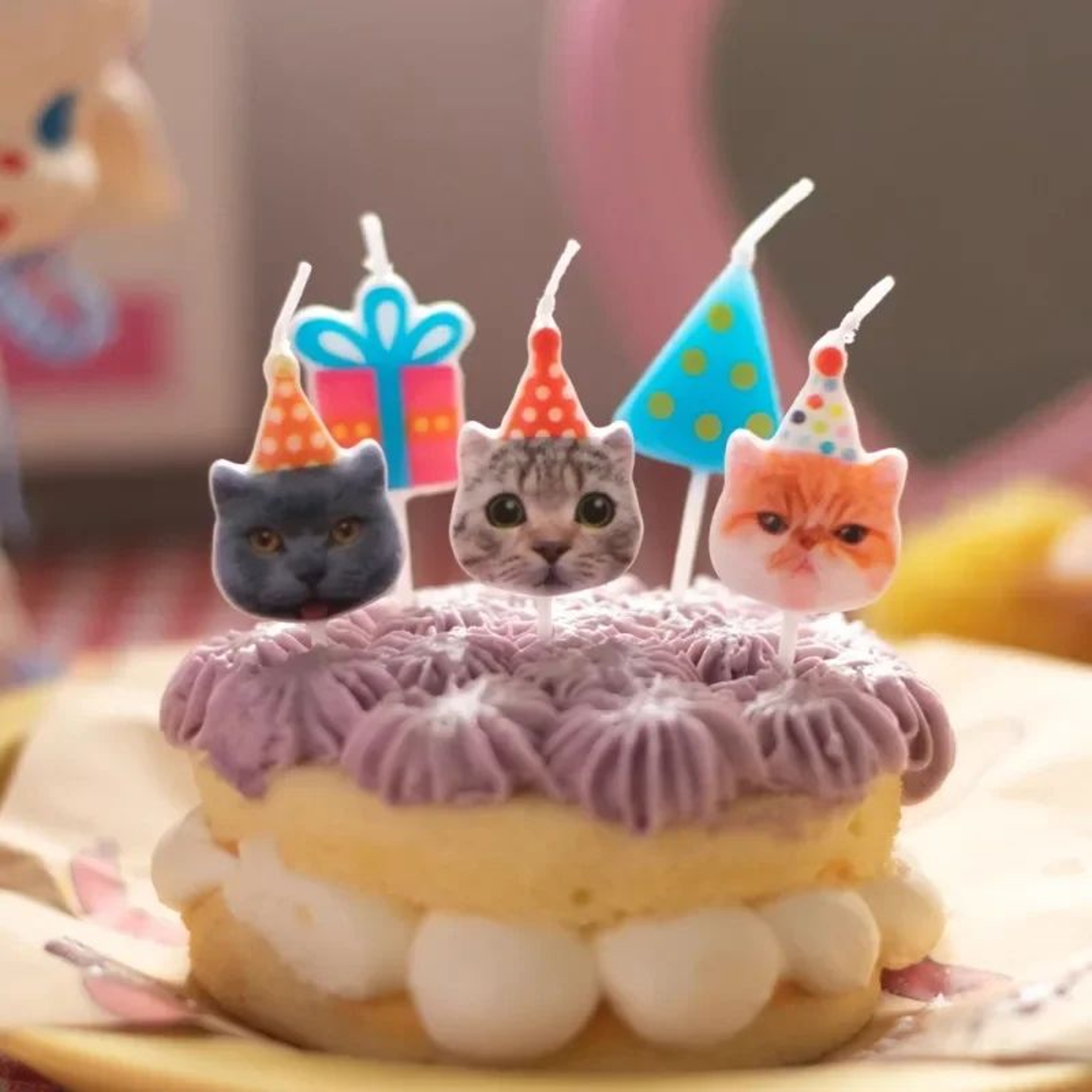 Cat Birthday Cake Candles Gift Box Set  Cute Paraffin Wax Party Cake Decorations For Pet Birthday C 1