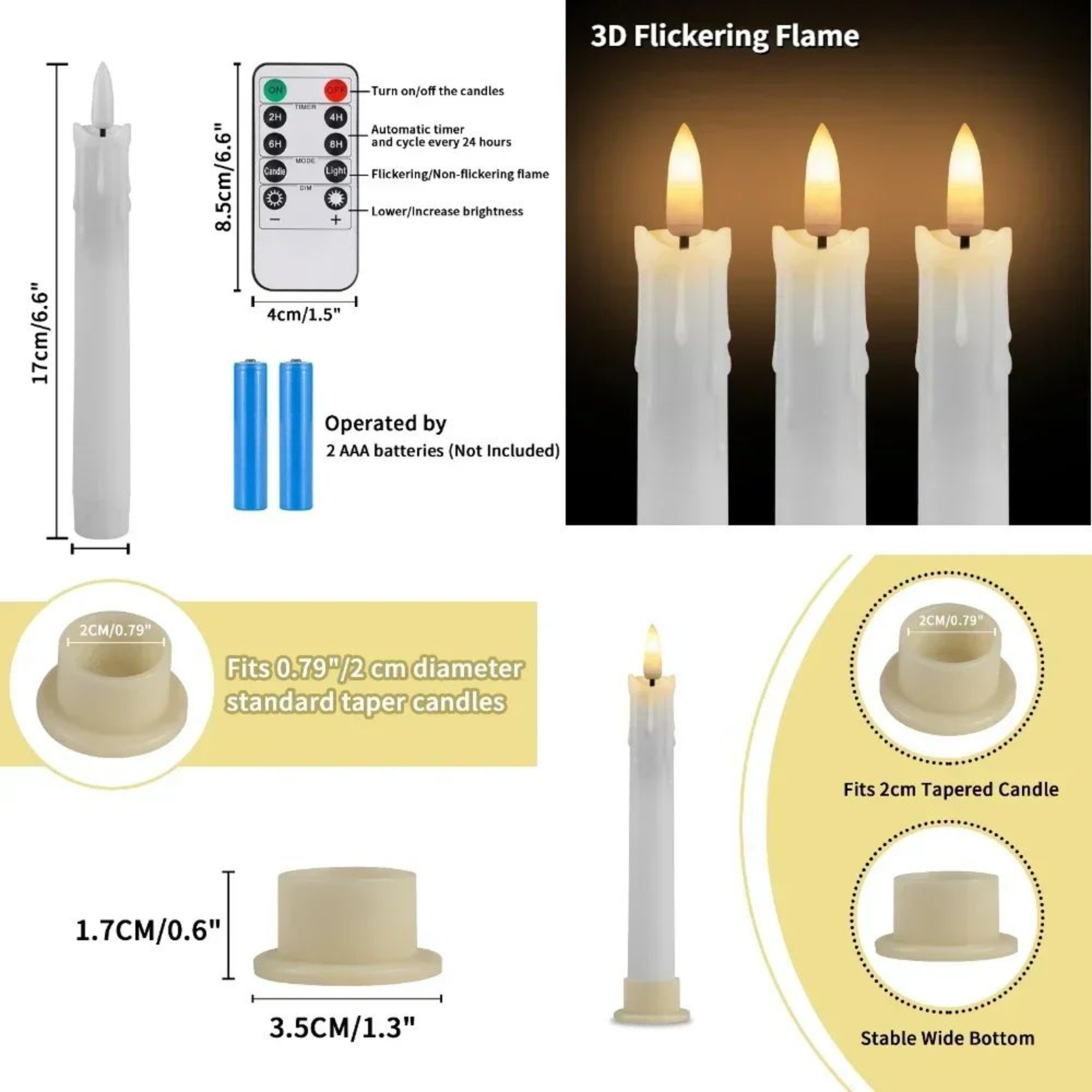 Flameless LED Taper Candles With Remote Control  Flickering Battery Operated Window Candles For Hol 4