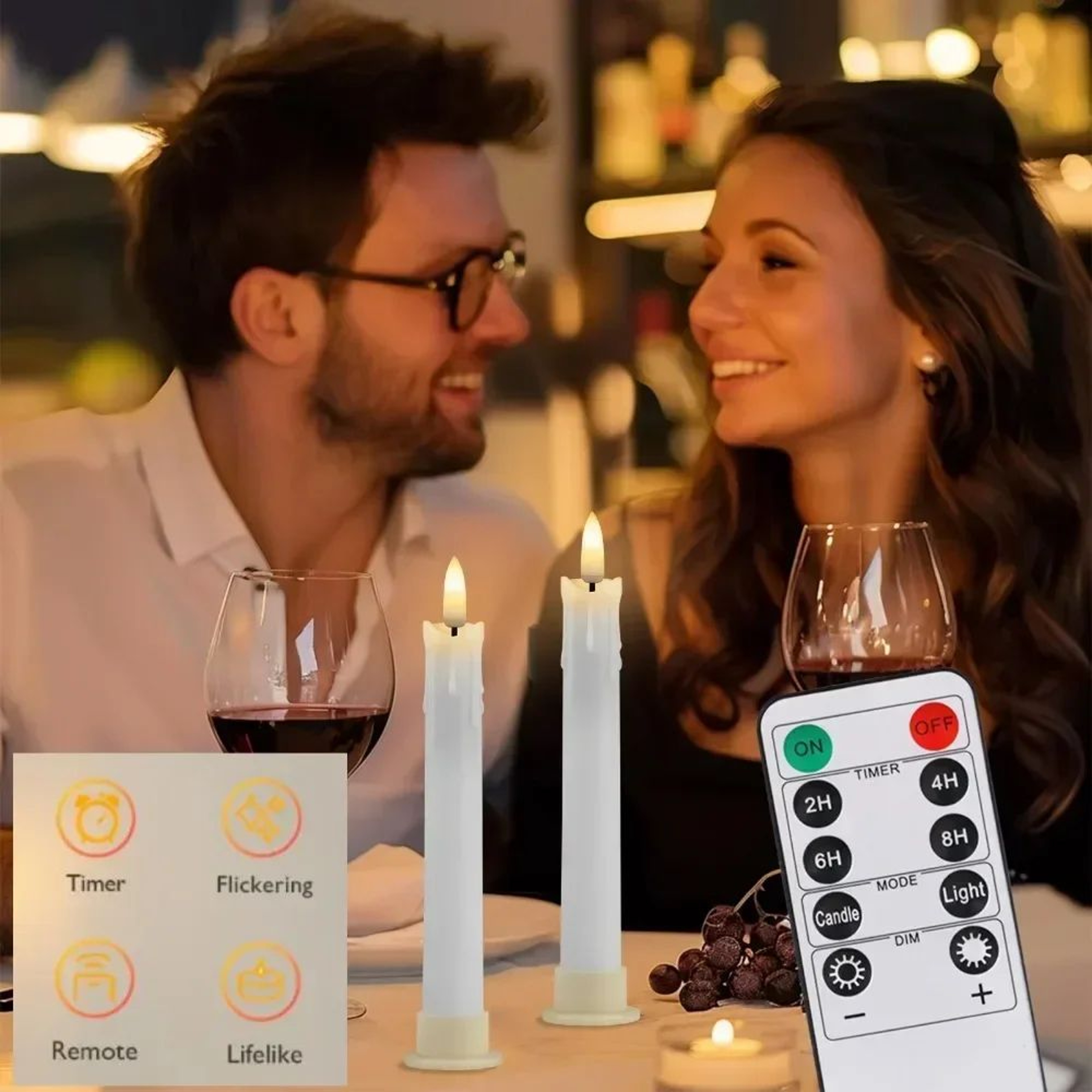 Flameless LED Taper Candles With Remote Control  Flickering Battery Operated Window Candles For Hol 5