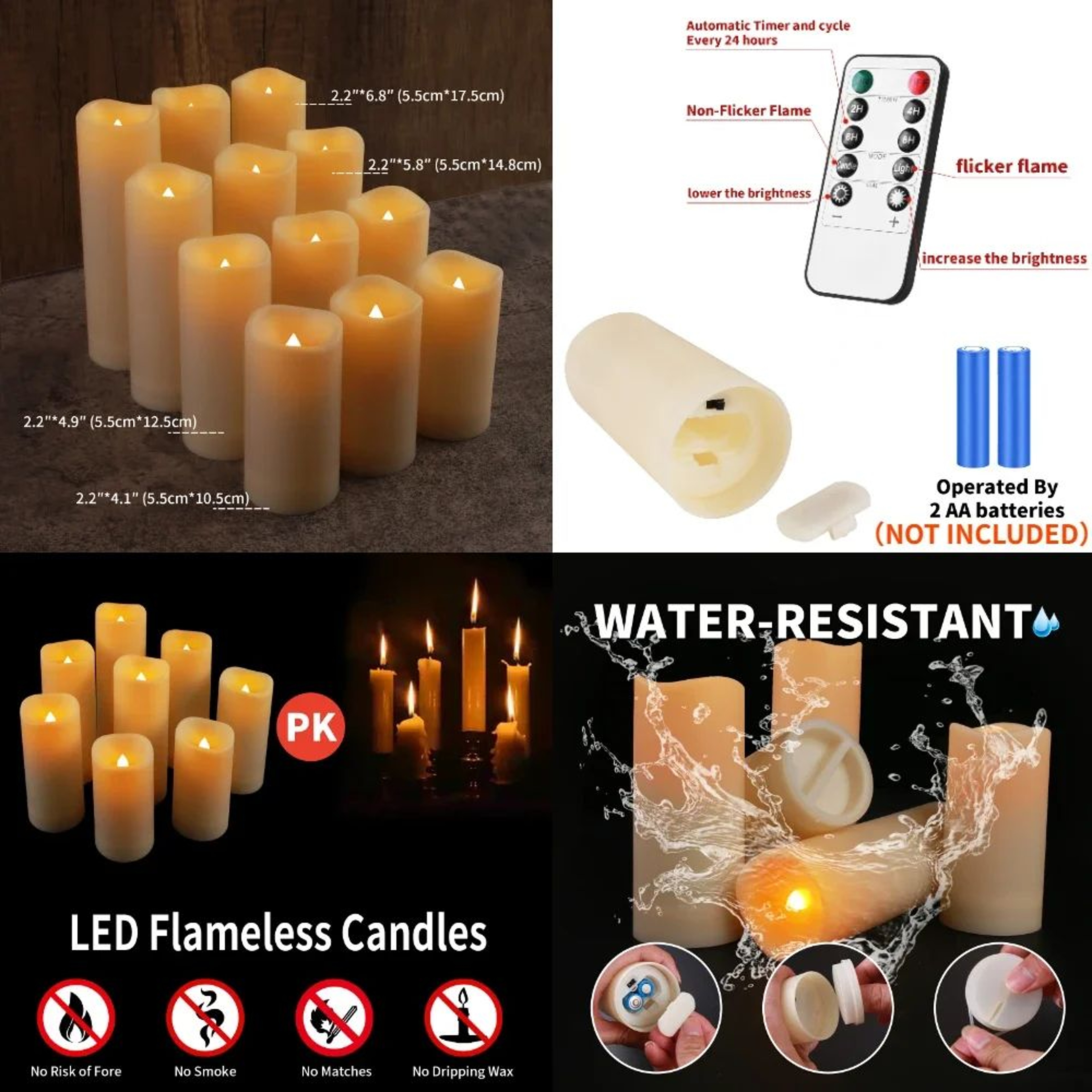 Flameless LED Tea Light Candles With 6Hour Timer Battery Operated Flickering Candles For Home Weddi 5