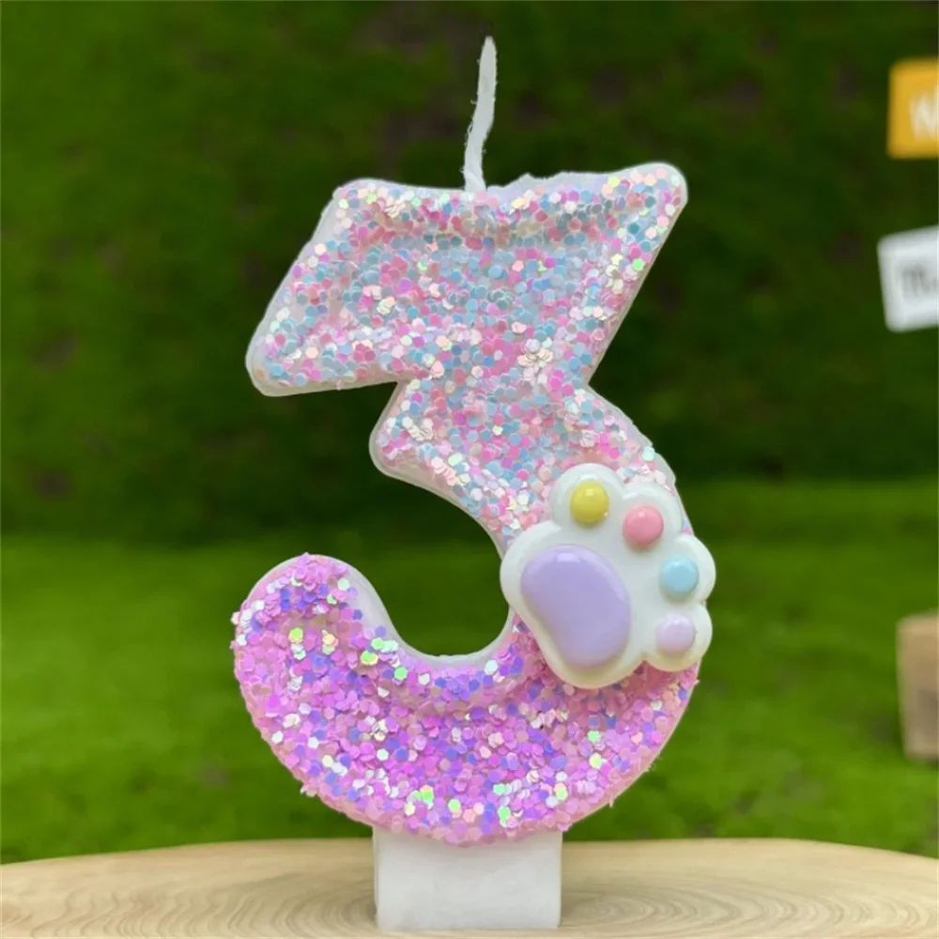 3D Glitter Pink Claw Number Birthday Candle  Number Cake Topper For Birthday Party Cake Decorations 0