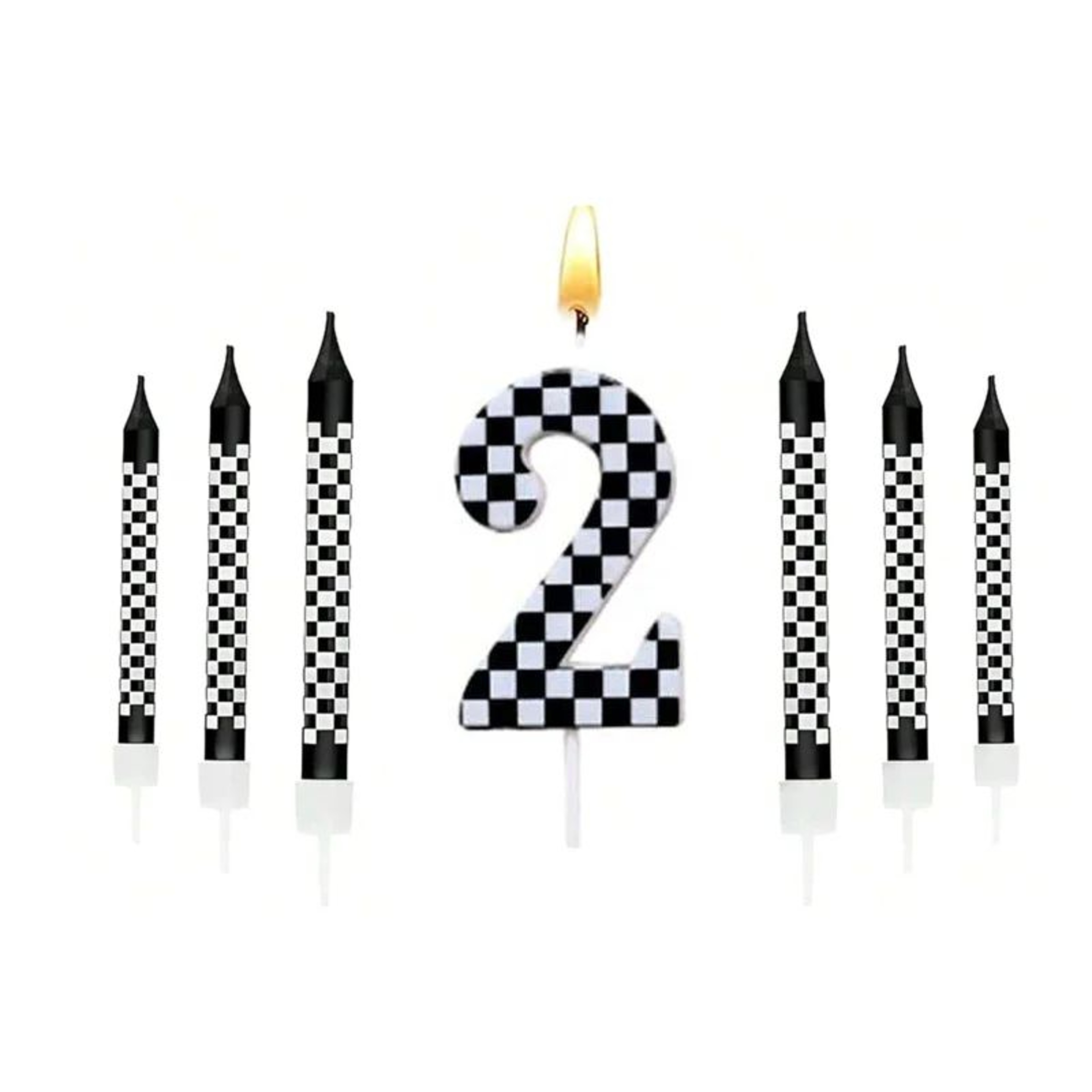 7pcs Racing Cars Birthday Candle Set  Checkered Number Cake Candles For Kids Race Car Party Decorat 8