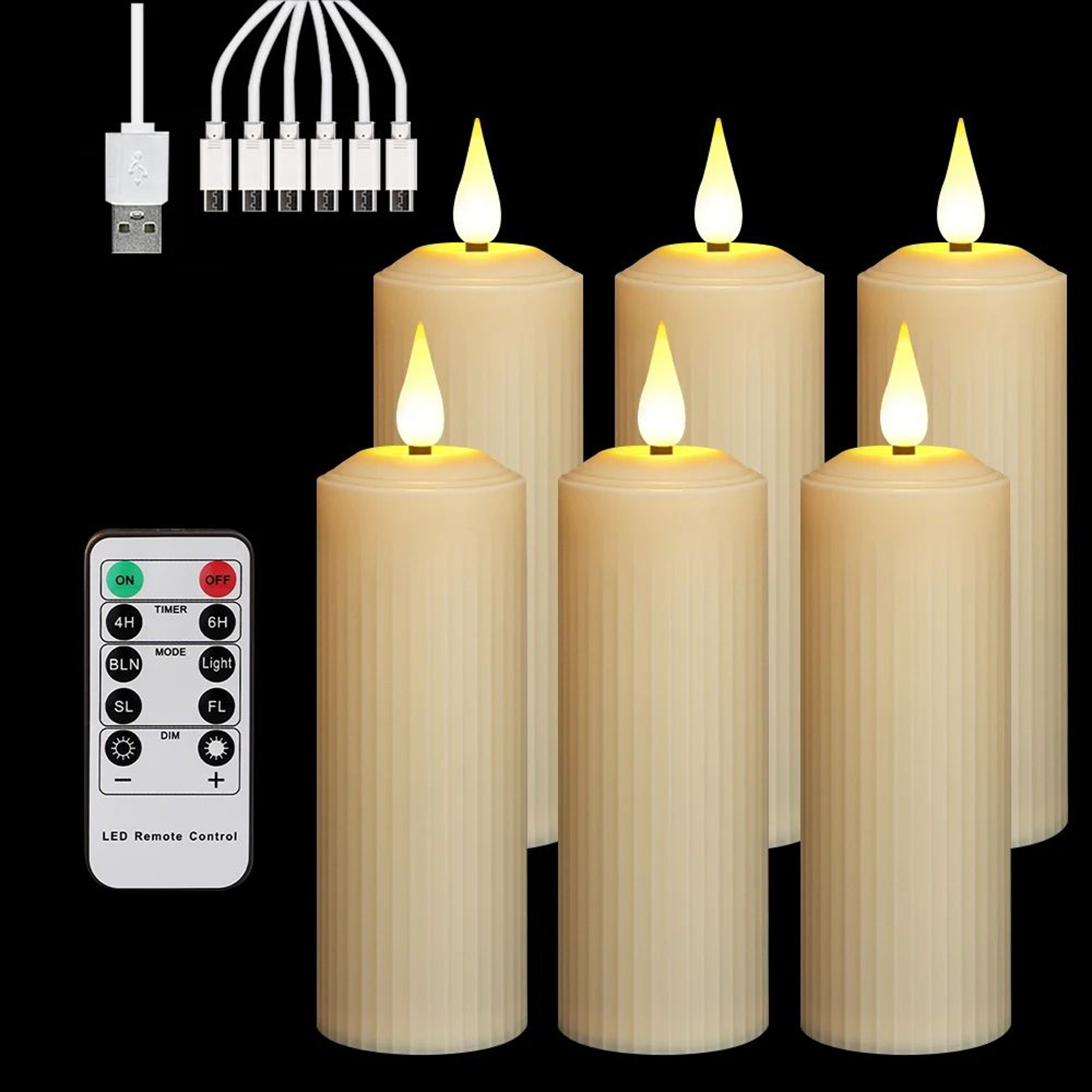Rechargeable Waterproof LED Flameless Candle Set With Remote  USB Rechargeable Warm White Decorativ