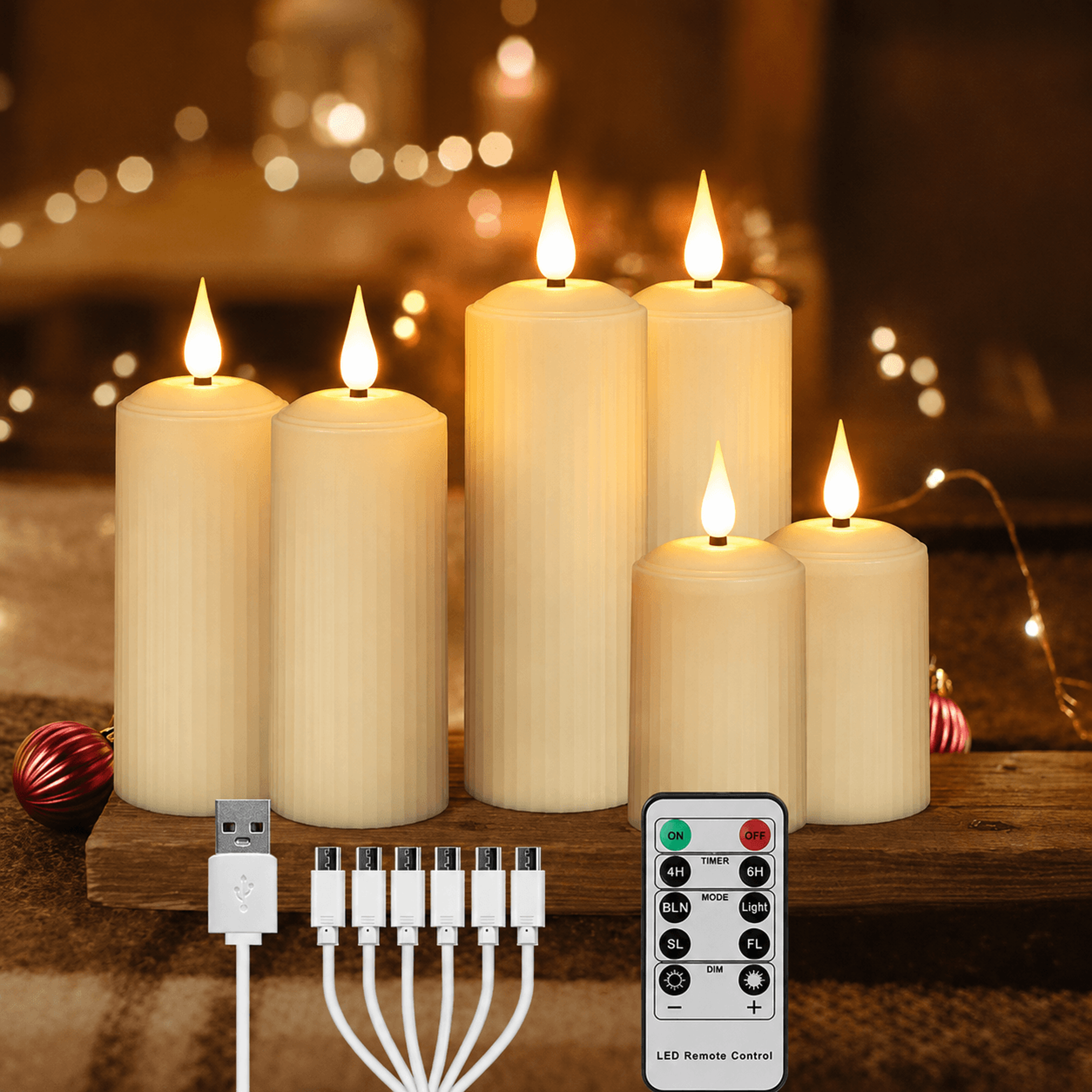 Rechargeable Waterproof LED Flameless Candle Set With Remote  USB Rechargeable Warm White Decorativ 0