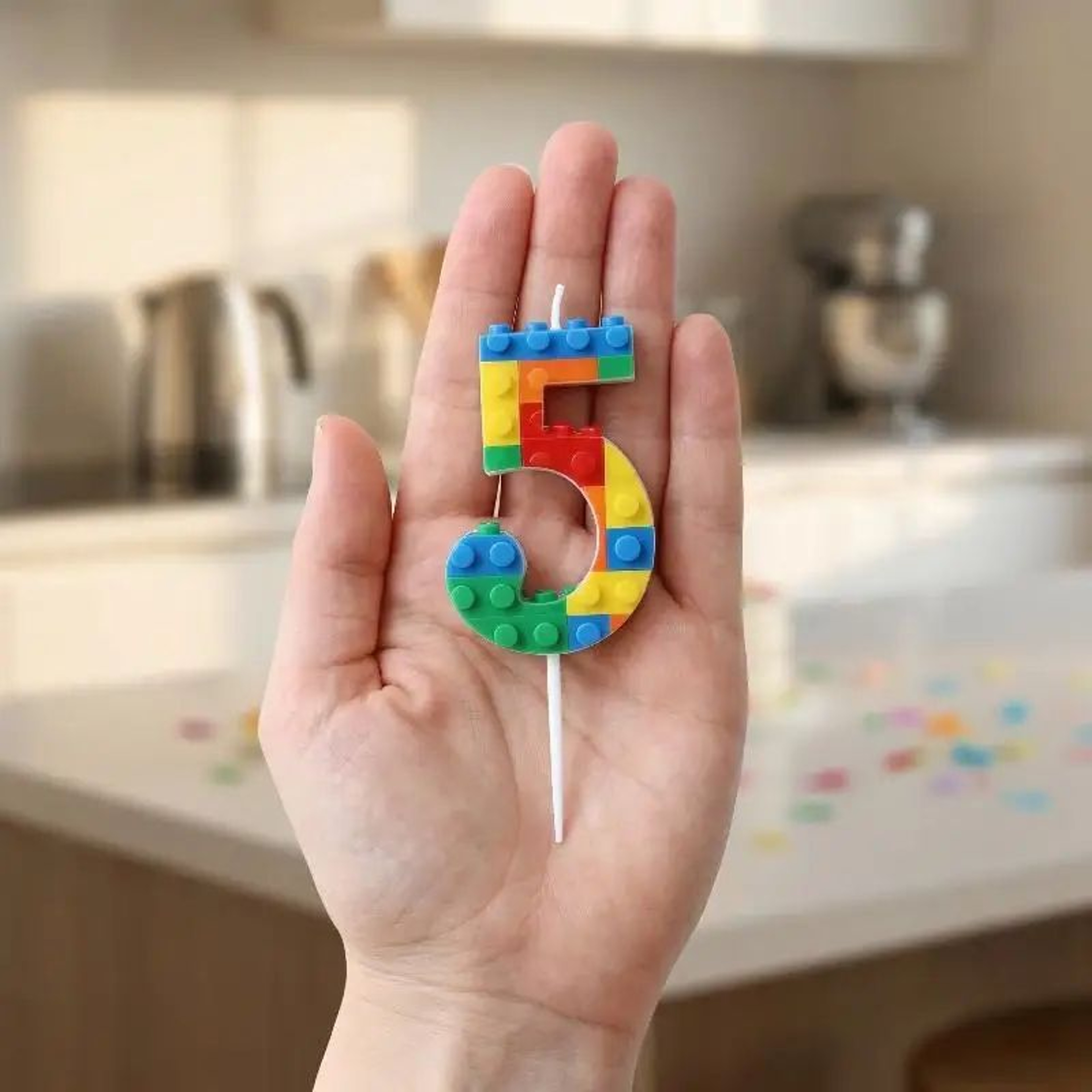 Building Block Number Birthday Candle 09  Colorful Cartoon Digital Cake Topper For Kids Birthday Pa 1