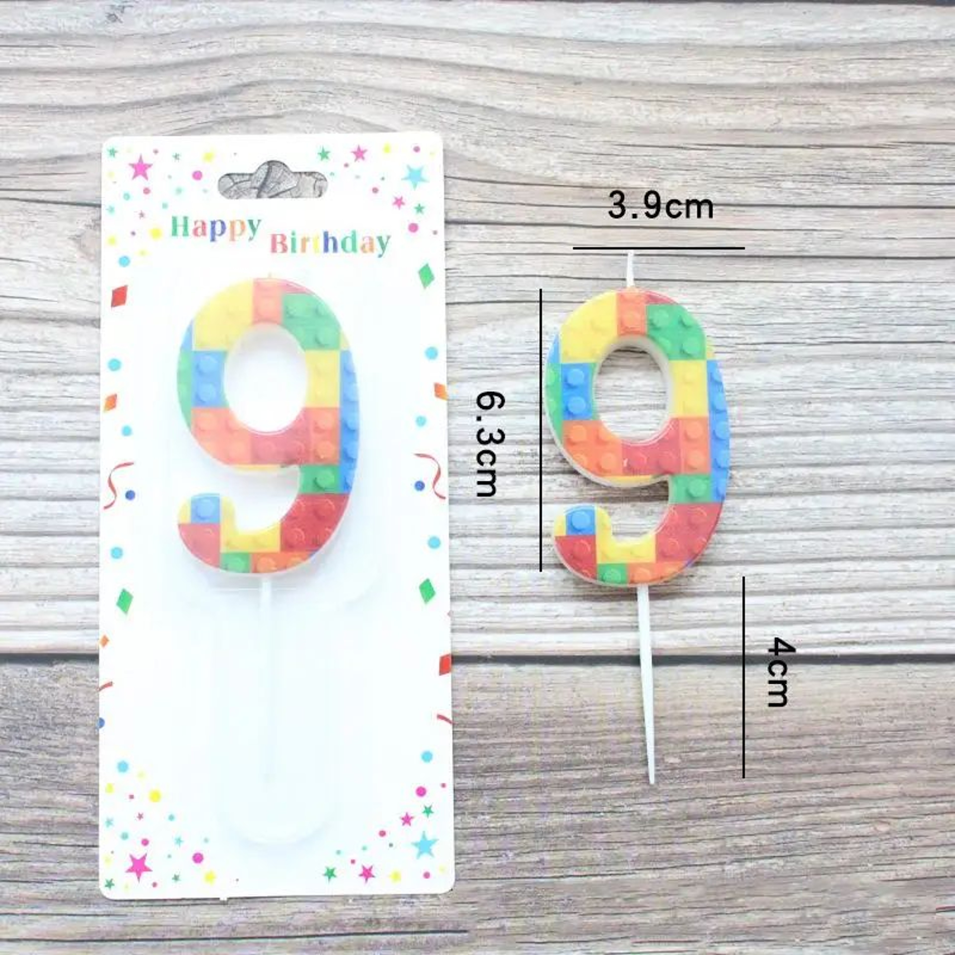 Building Block Number Birthday Candle 09  Colorful Cartoon Digital Cake Topper For Kids Birthday Pa 15