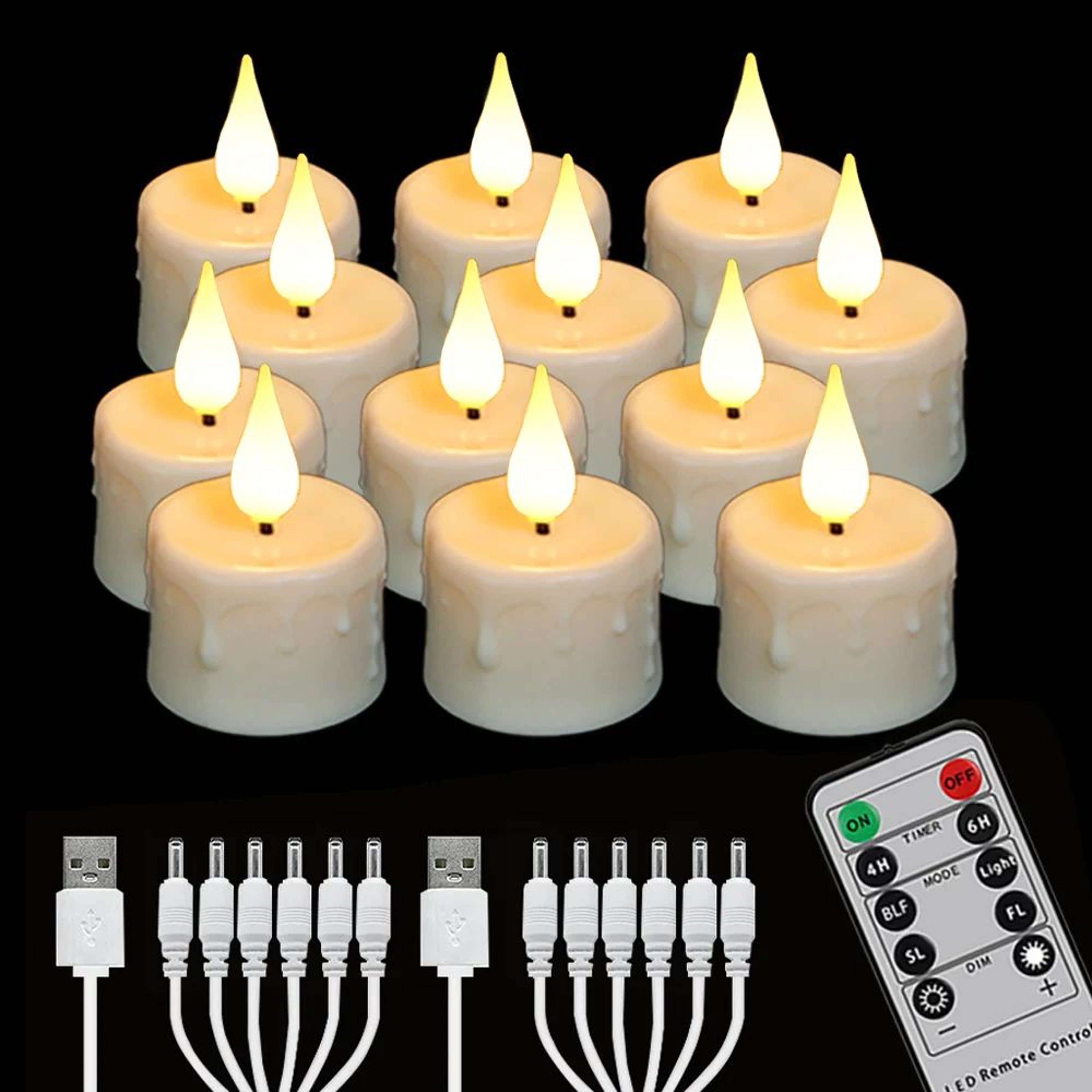 Rechargeable Flameless LED Candles With Remote  Timer Warm White Flickering Decorative Candle Set F 7