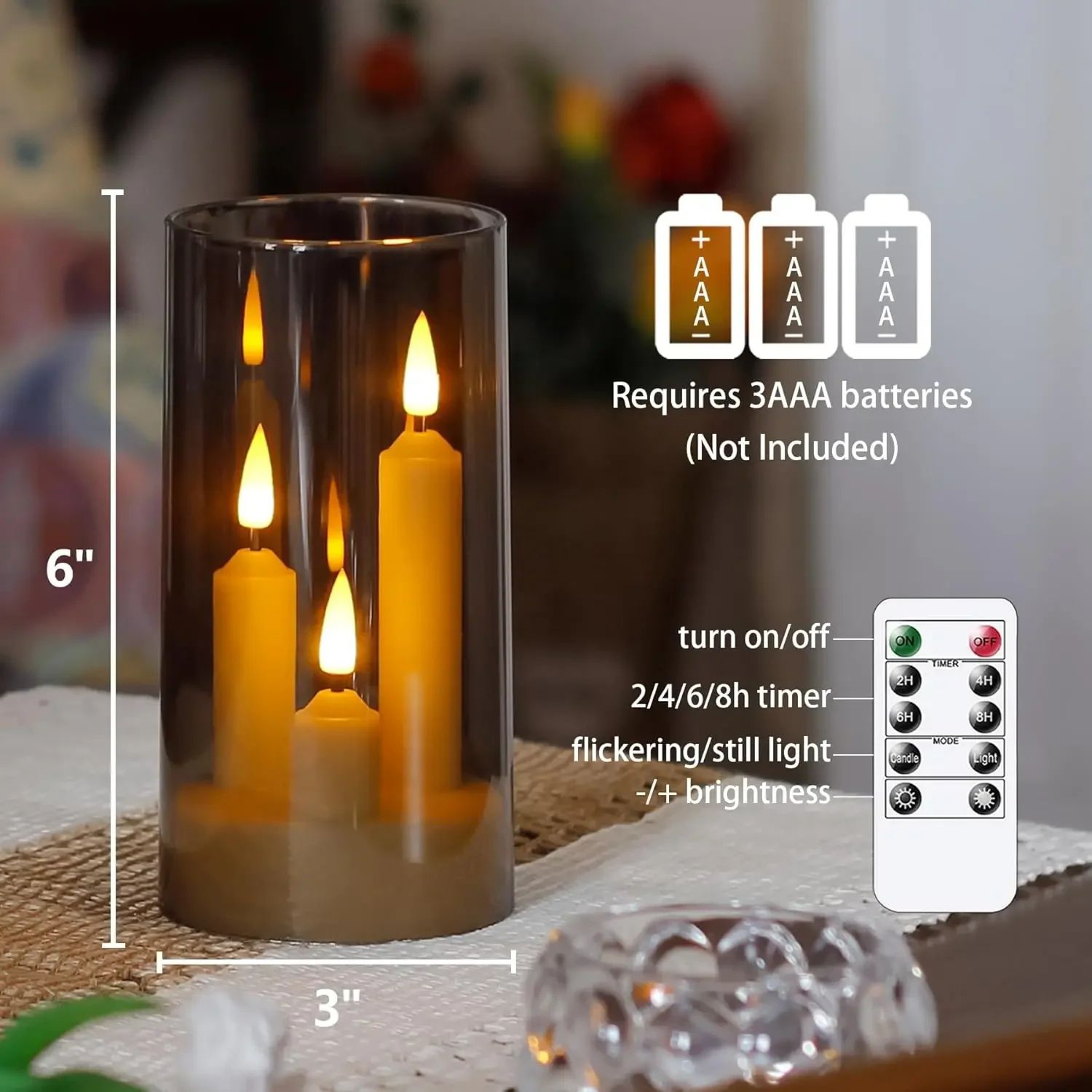 3in1 LED Flameless Acrylic Candles With IR Remote  Flickering Color Changing Battery Operated Decor 2