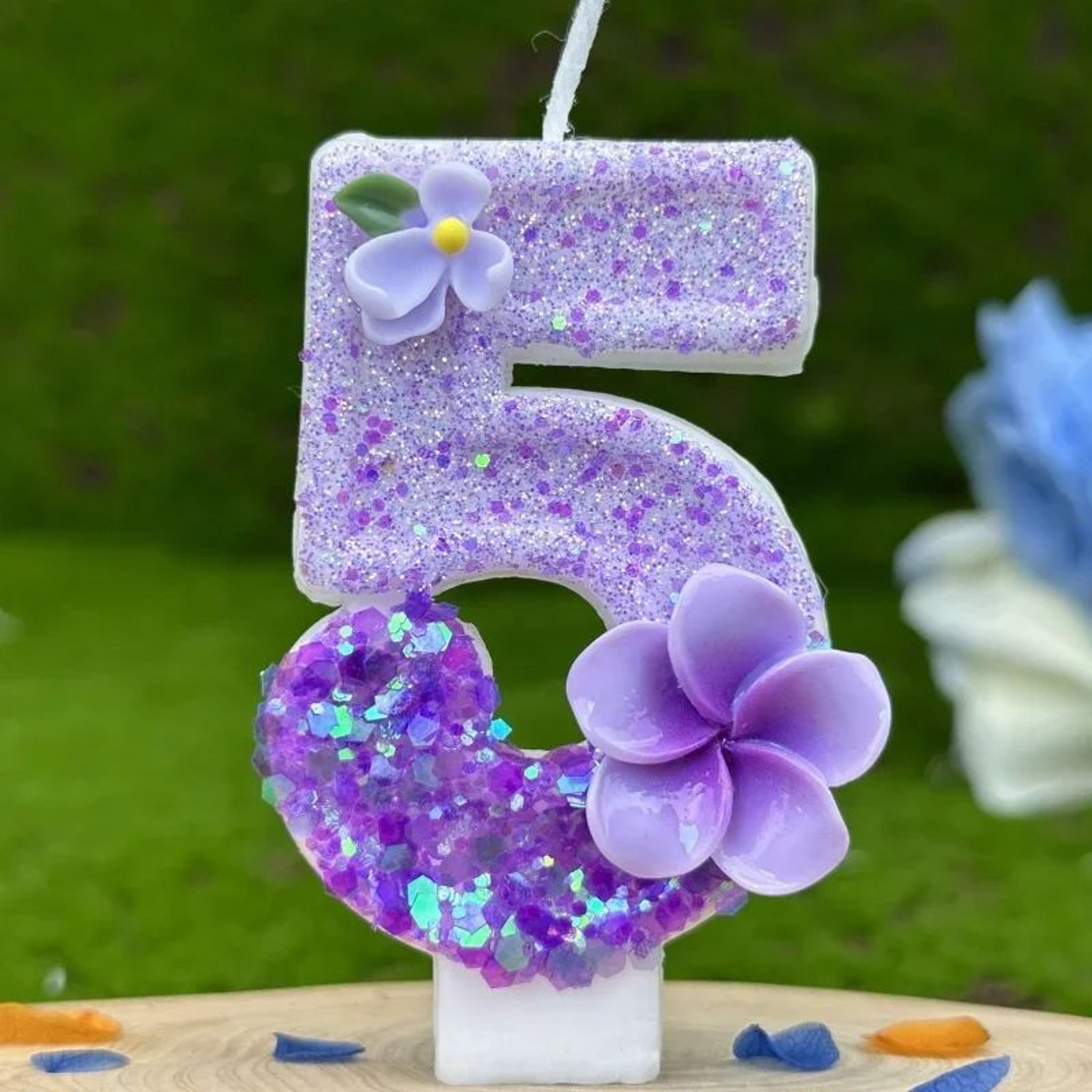 Purple Flower 09 Number Birthday Cake Candle  Floral Number Cake Topper For Wedding Baby Shower  Pa 2