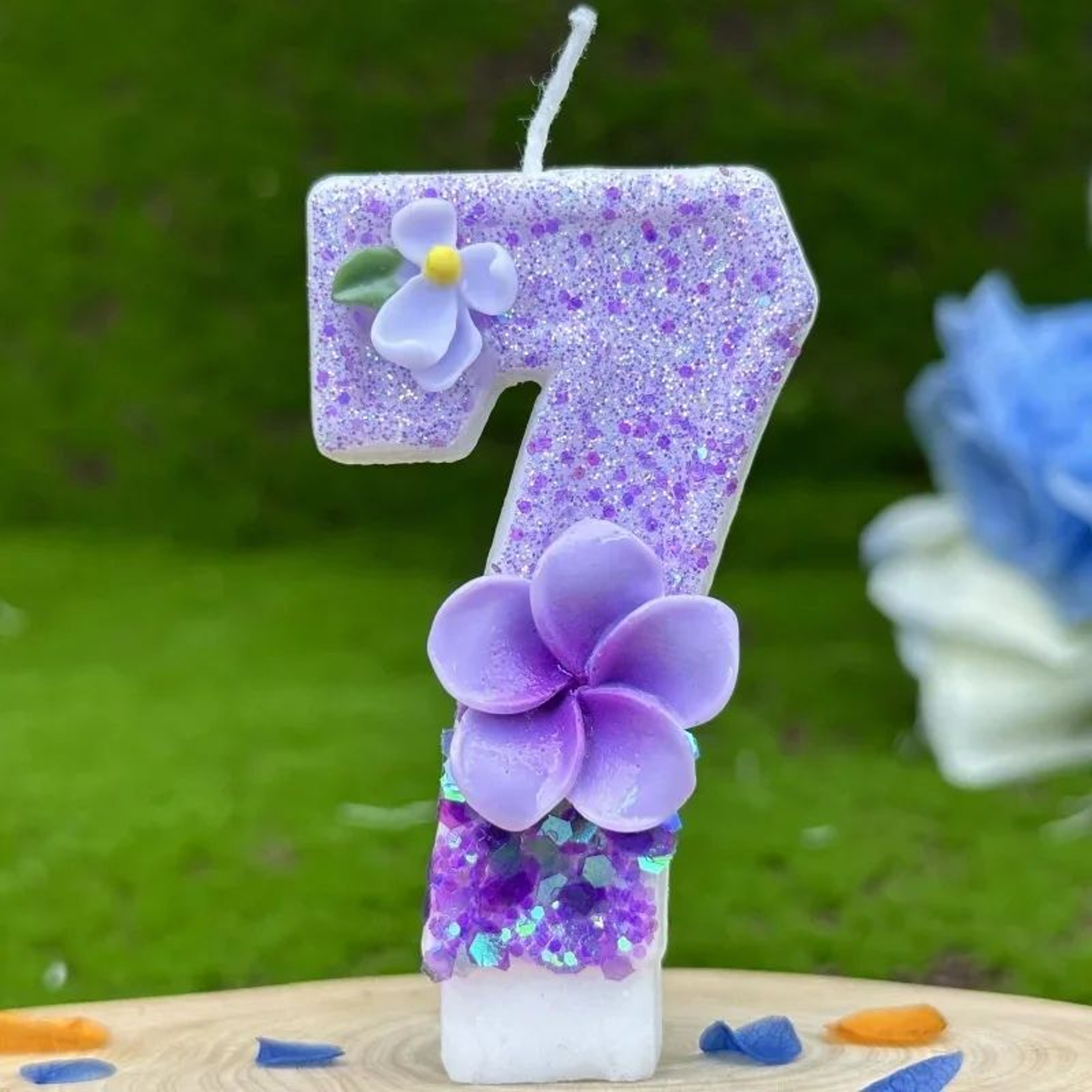 Purple Flower 09 Number Birthday Cake Candle  Floral Number Cake Topper For Wedding Baby Shower  Pa 12