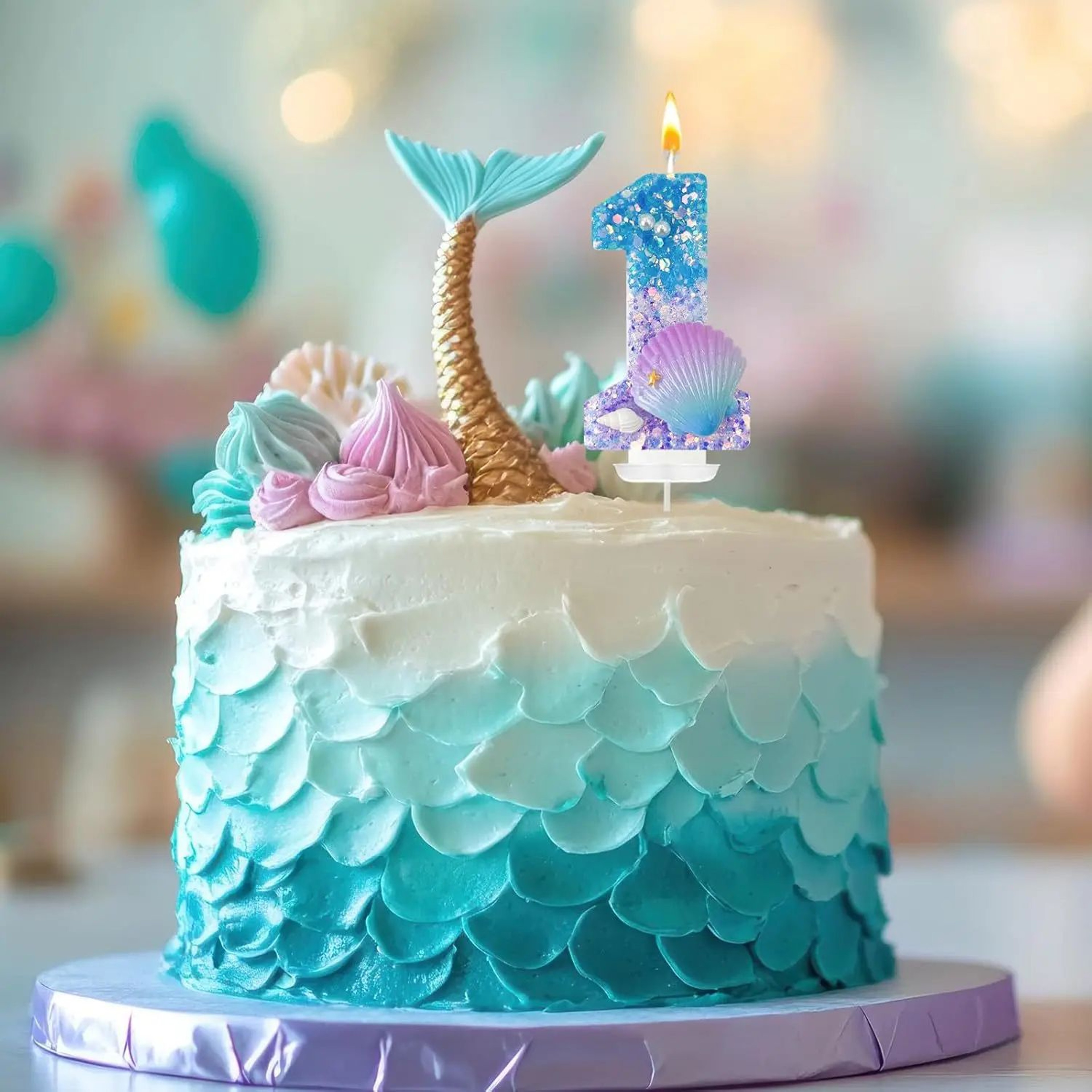 Ocean Shell Number Birthday Candle  Handmade Paraffin Wax Cake Topper For Birthday  Celebration Dec 3