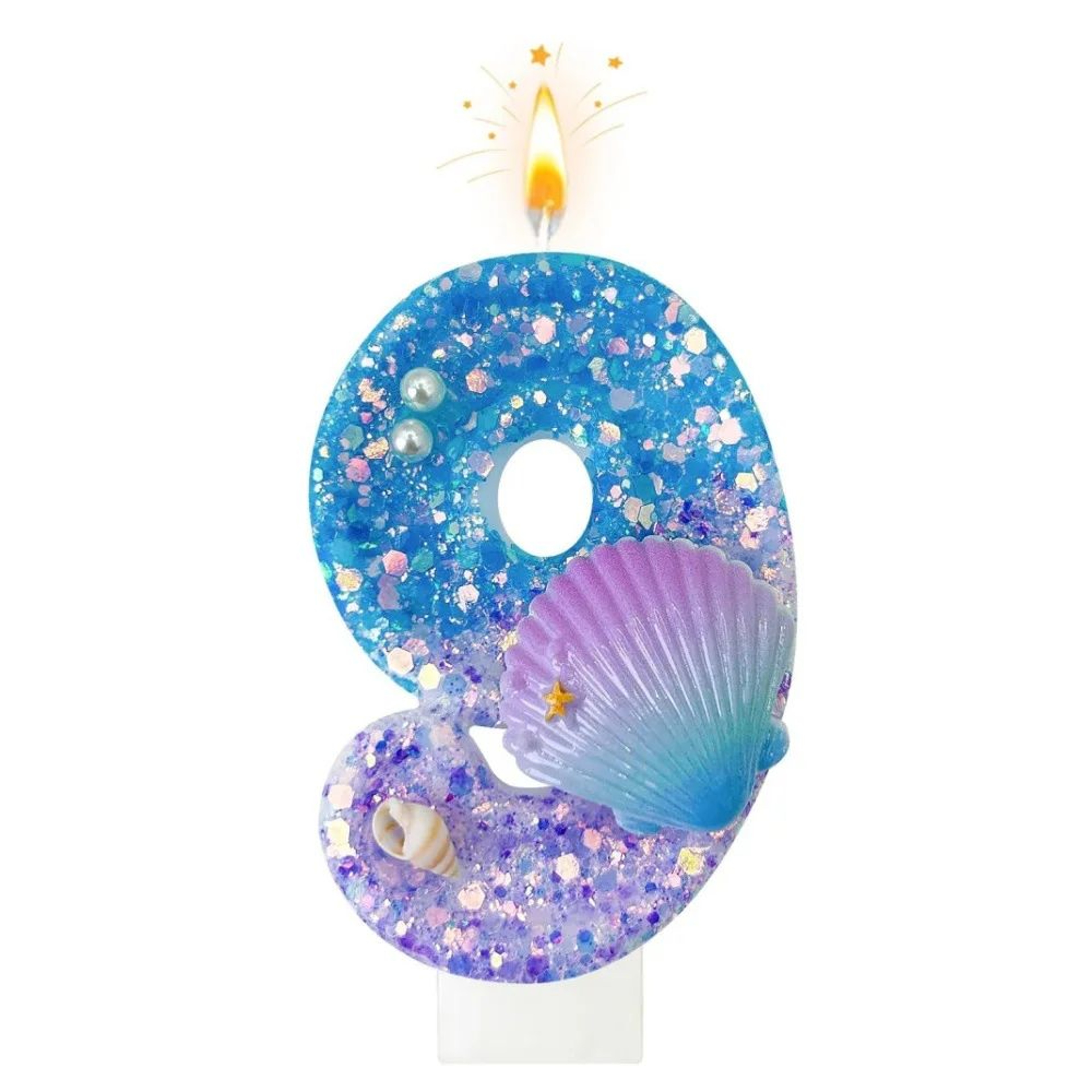 Ocean Shell Number Birthday Candle  Handmade Paraffin Wax Cake Topper For Birthday  Celebration Dec 15