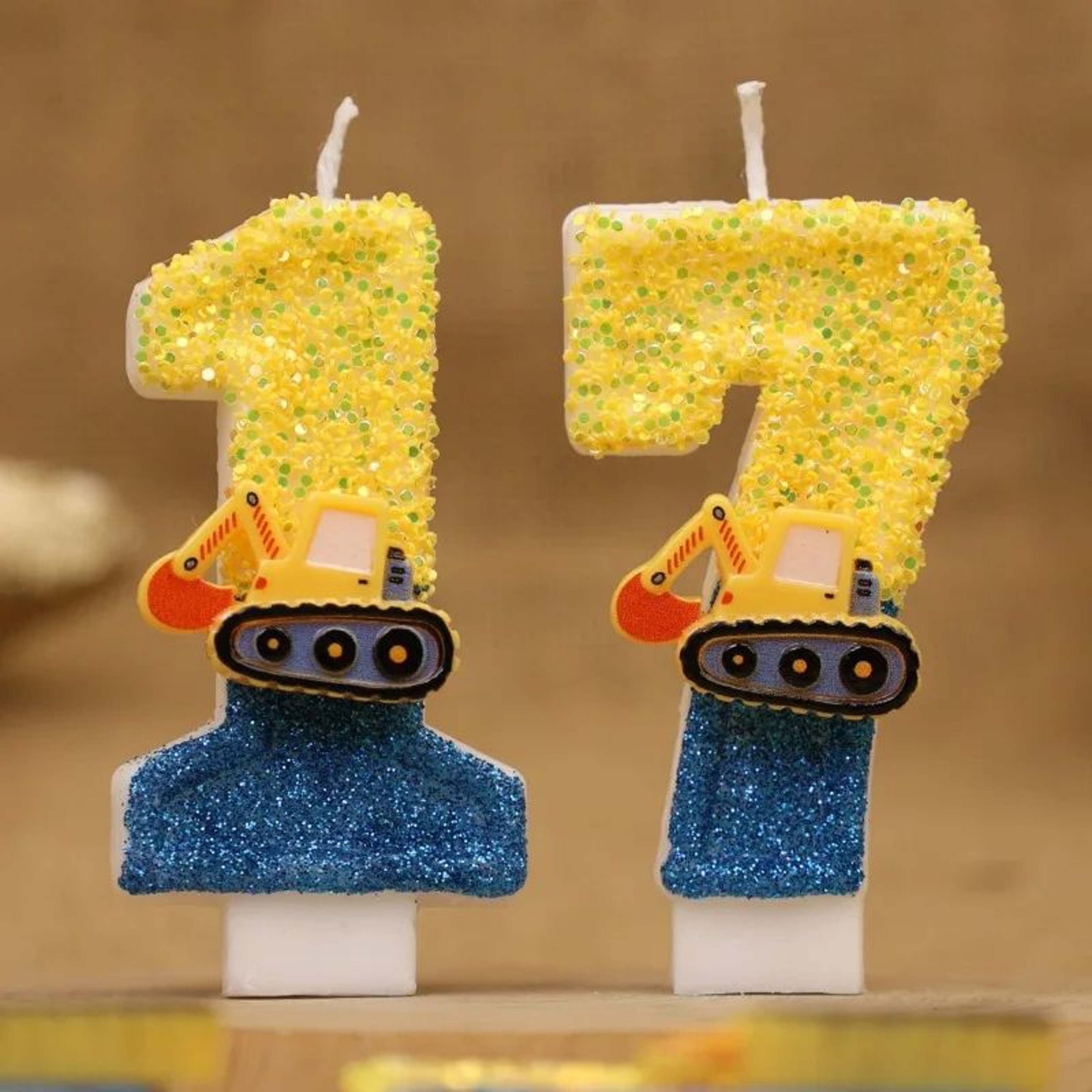 09 Engineering Vehicle Number Birthday Candle  Cute Excavator Construction Cake Topper For Boys Bir 0