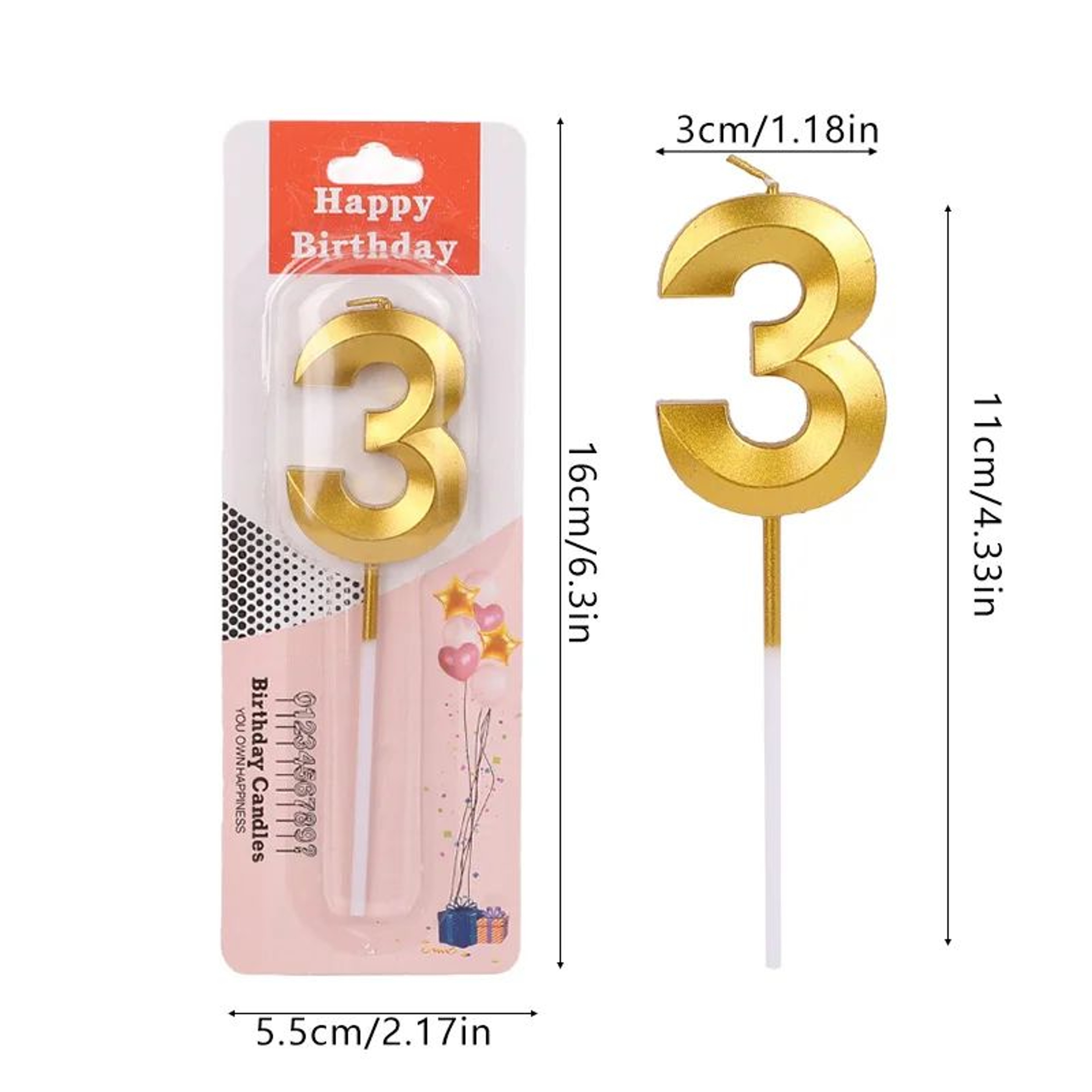 17pcs Golden Number Birthday Candles  Metallic Digital Cake Toppers For Birthday Wedding  Celebrati 7