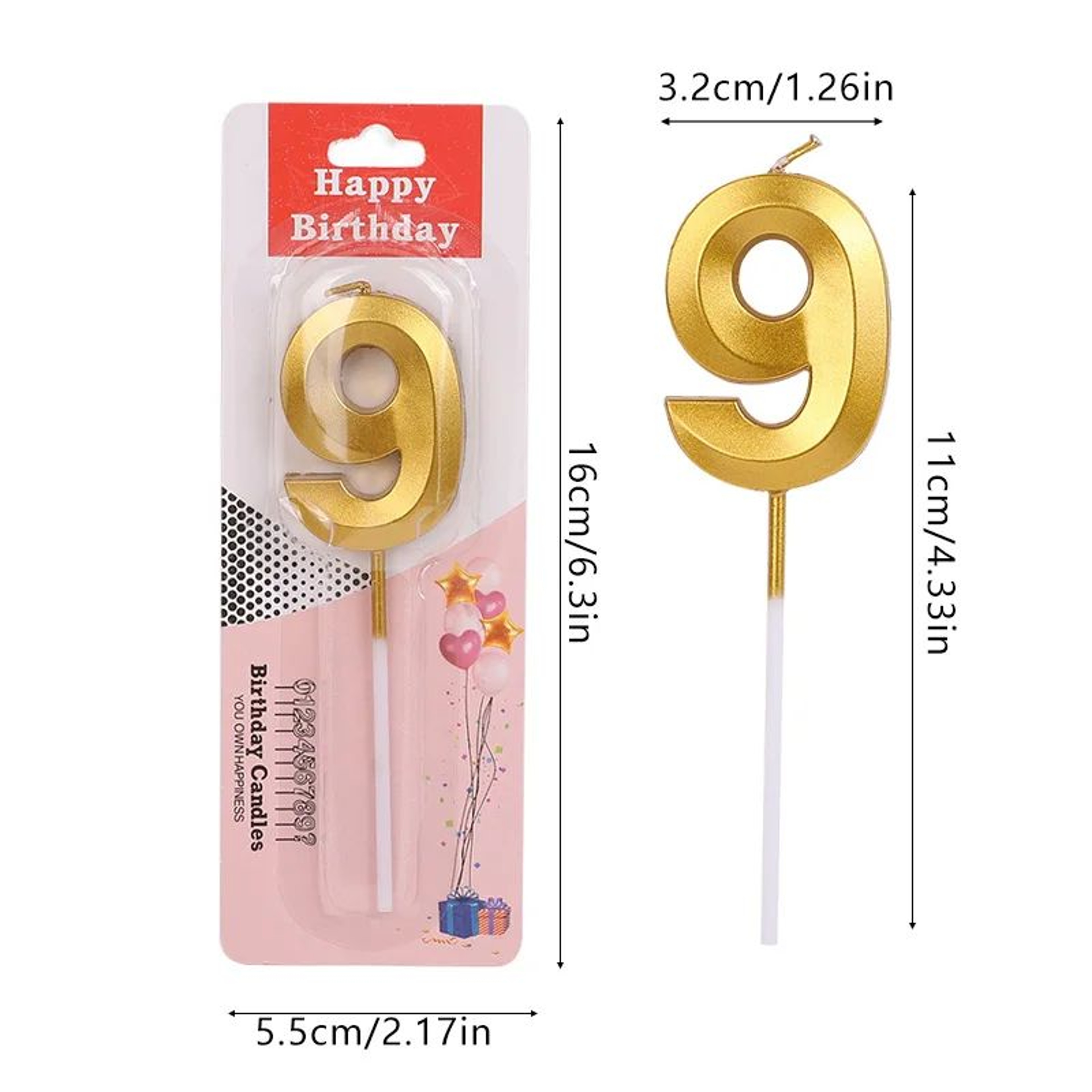 17pcs Golden Number Birthday Candles  Metallic Digital Cake Toppers For Birthday Wedding  Celebrati 10