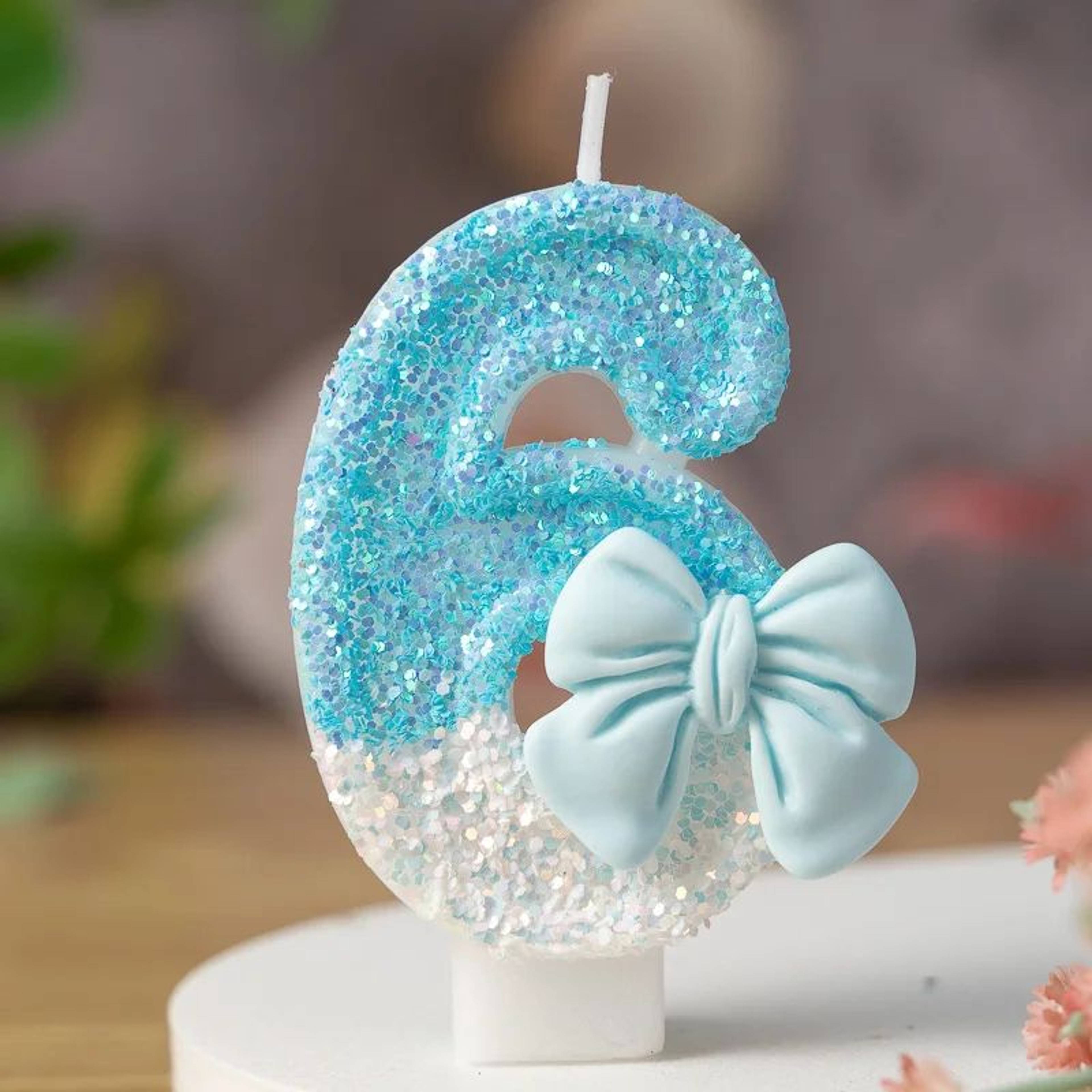 Blue Bow Number Birthday Candle  Cute Cake Topper For Kids Birthday Baby Shower  Party Decorations 12