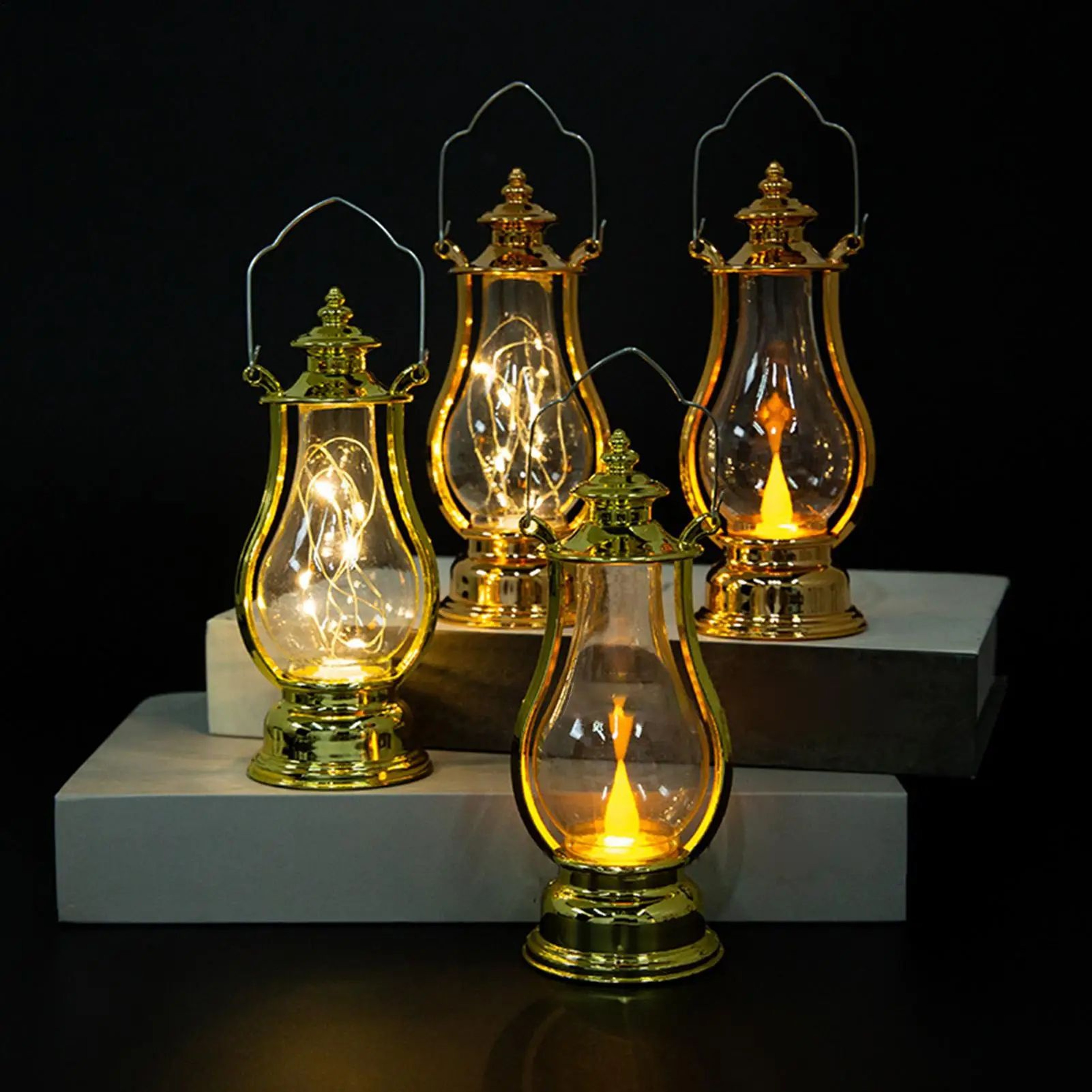 Portable Vintage LED Oil Lamp Lantern  Battery Operated Hanging Decorative Light For Home Patio Cam 2