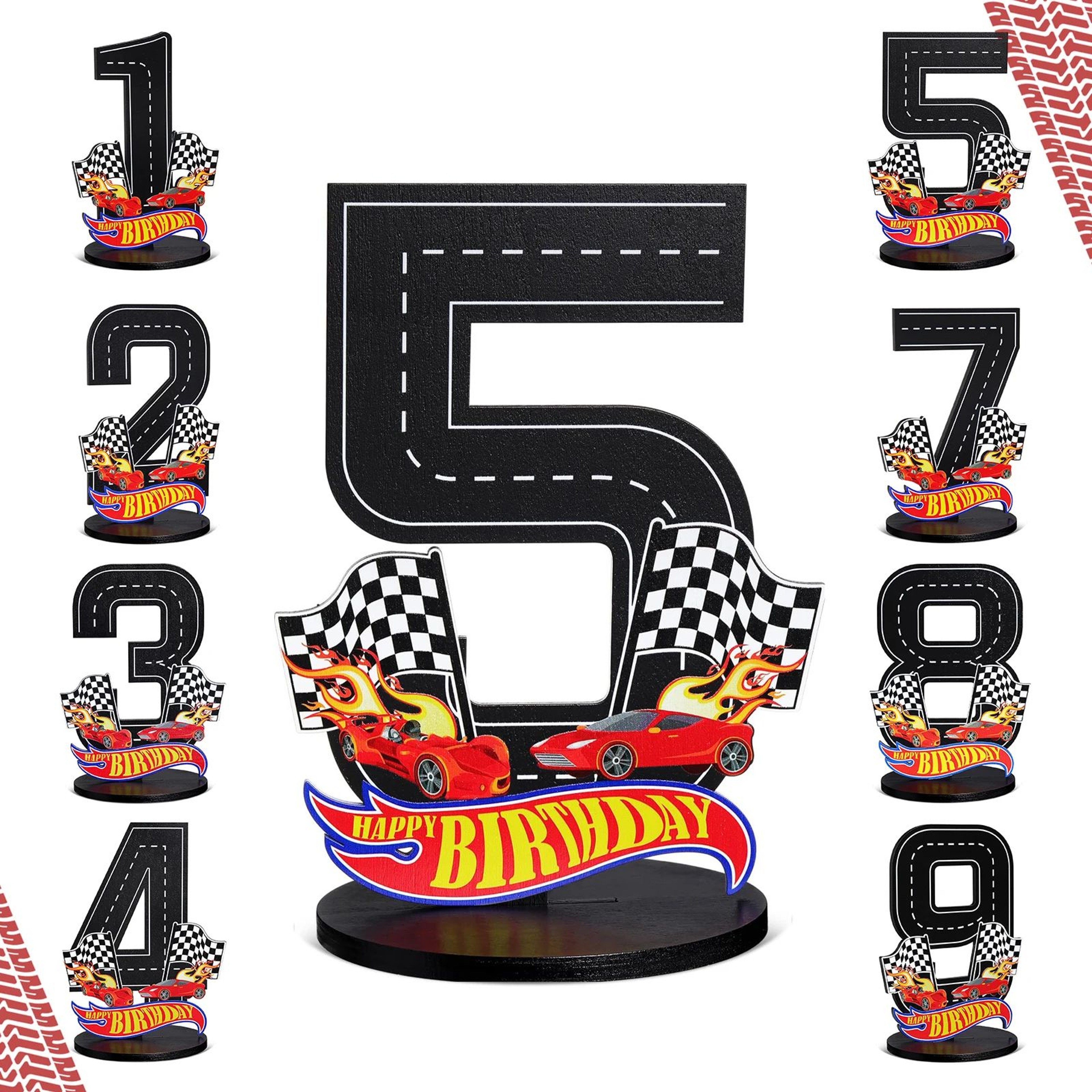 Racing Cars Birthday Numeral Candles Set  Checkered Cake Candles For RacingThemed Party Decorations 0