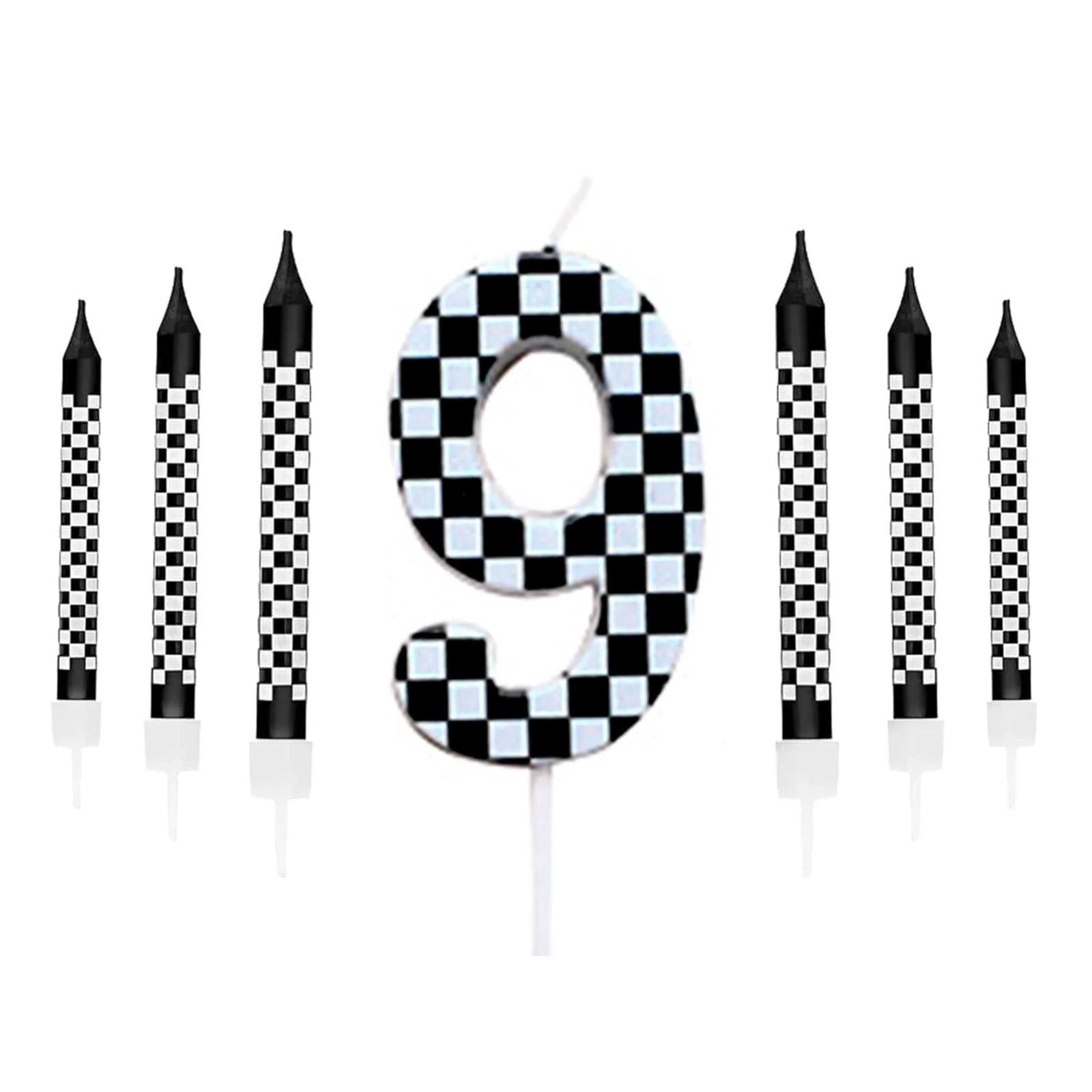 Racing Cars Birthday Numeral Candles Set  Checkered Cake Candles For RacingThemed Party Decorations 15