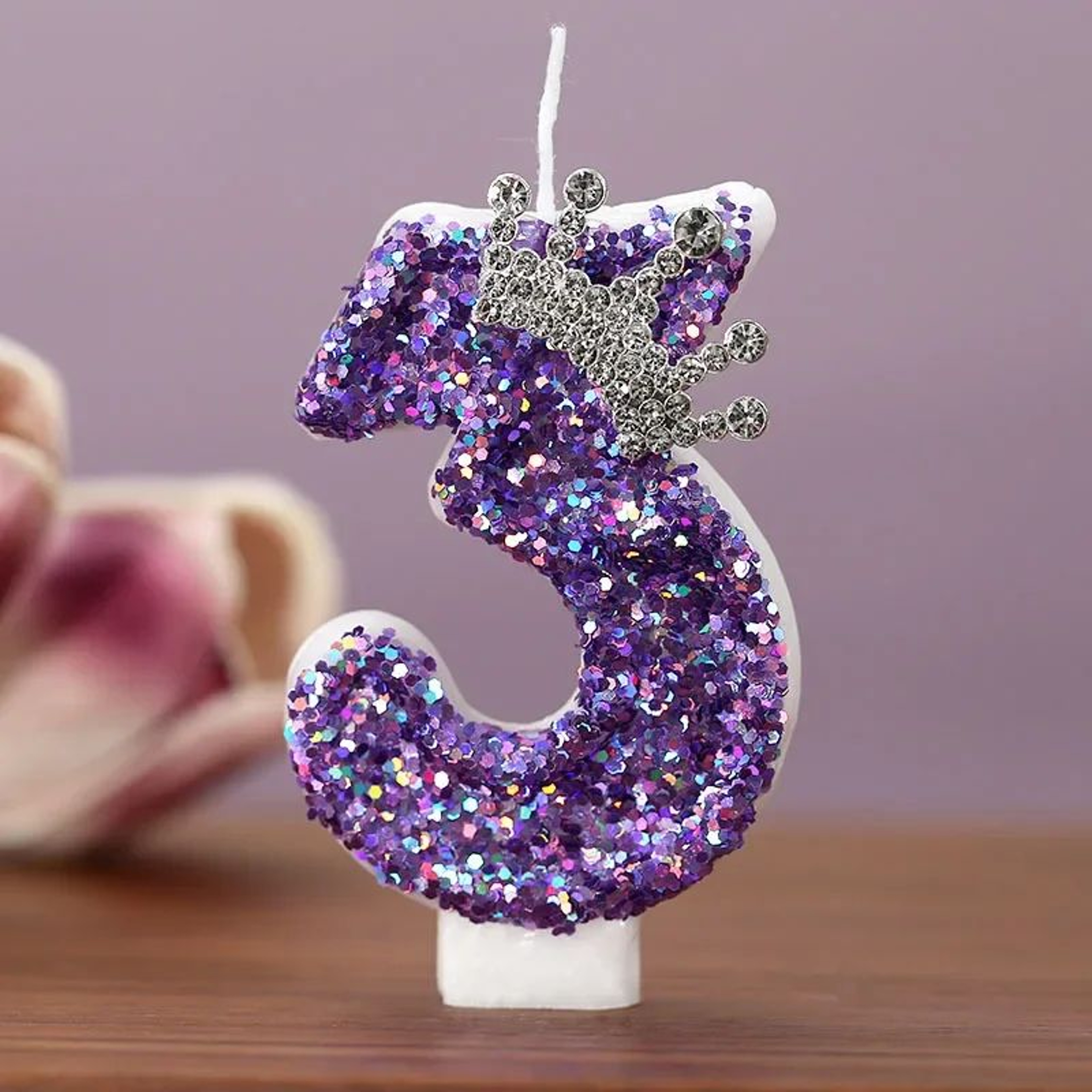 Purple Glitter Crown Number Birthday Candle 09  Princess Cake Topper For Birthday Anniversary  Part 2