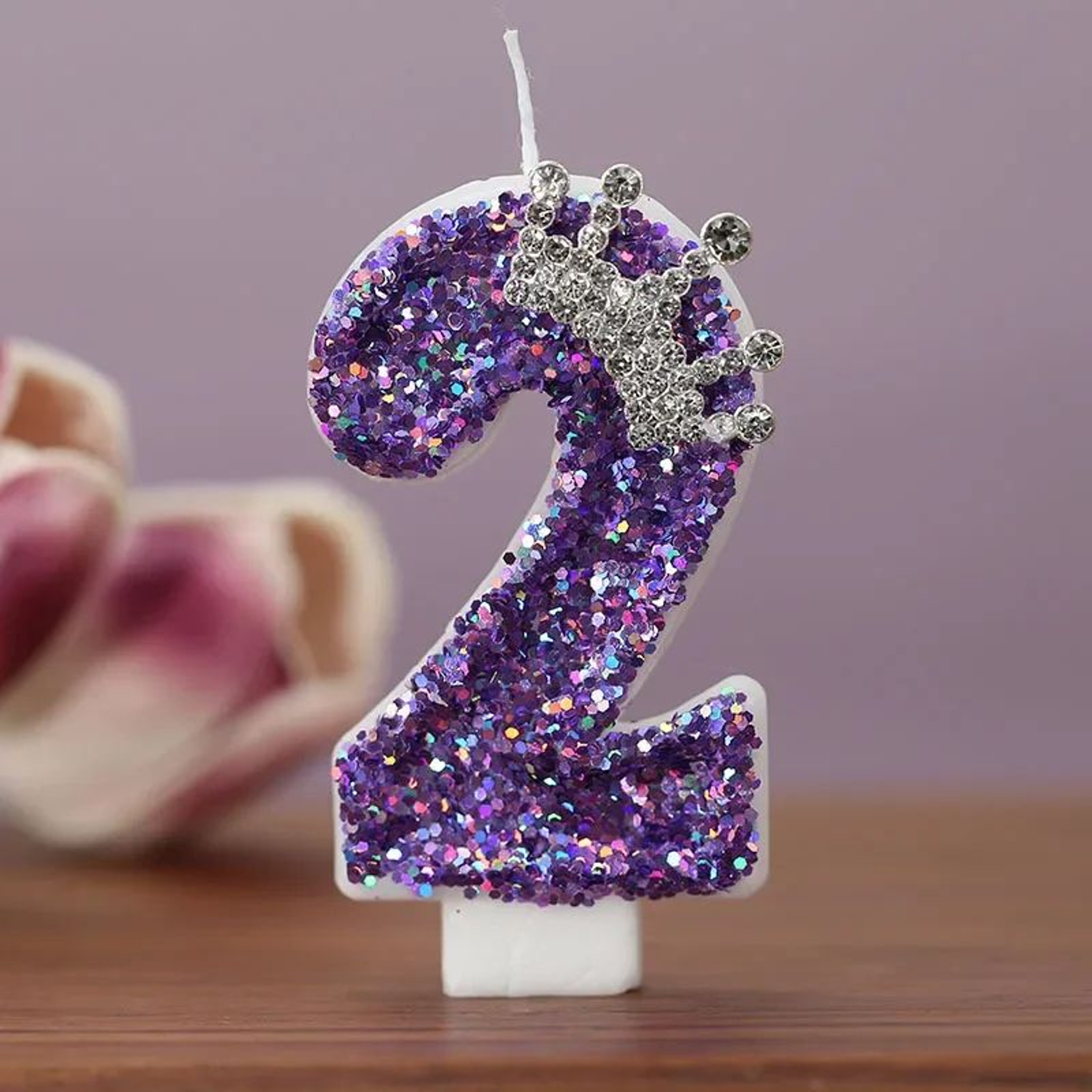 Purple Glitter Crown Number Birthday Candle 09  Princess Cake Topper For Birthday Anniversary  Part 8