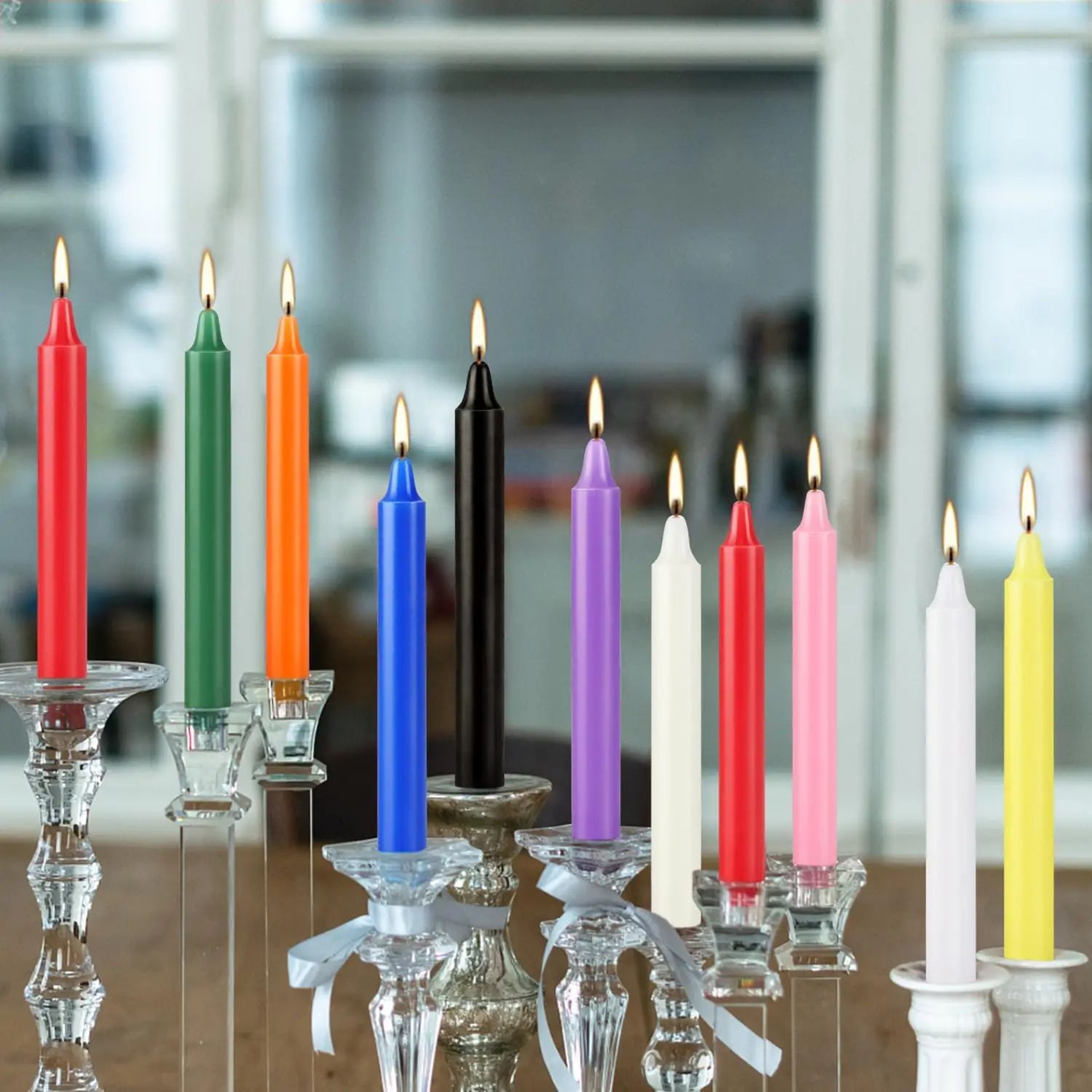 20pcs Colorful Mini Taper Candles  DripFree SmokeFree Unscented HandPoured Decorative Candles 0