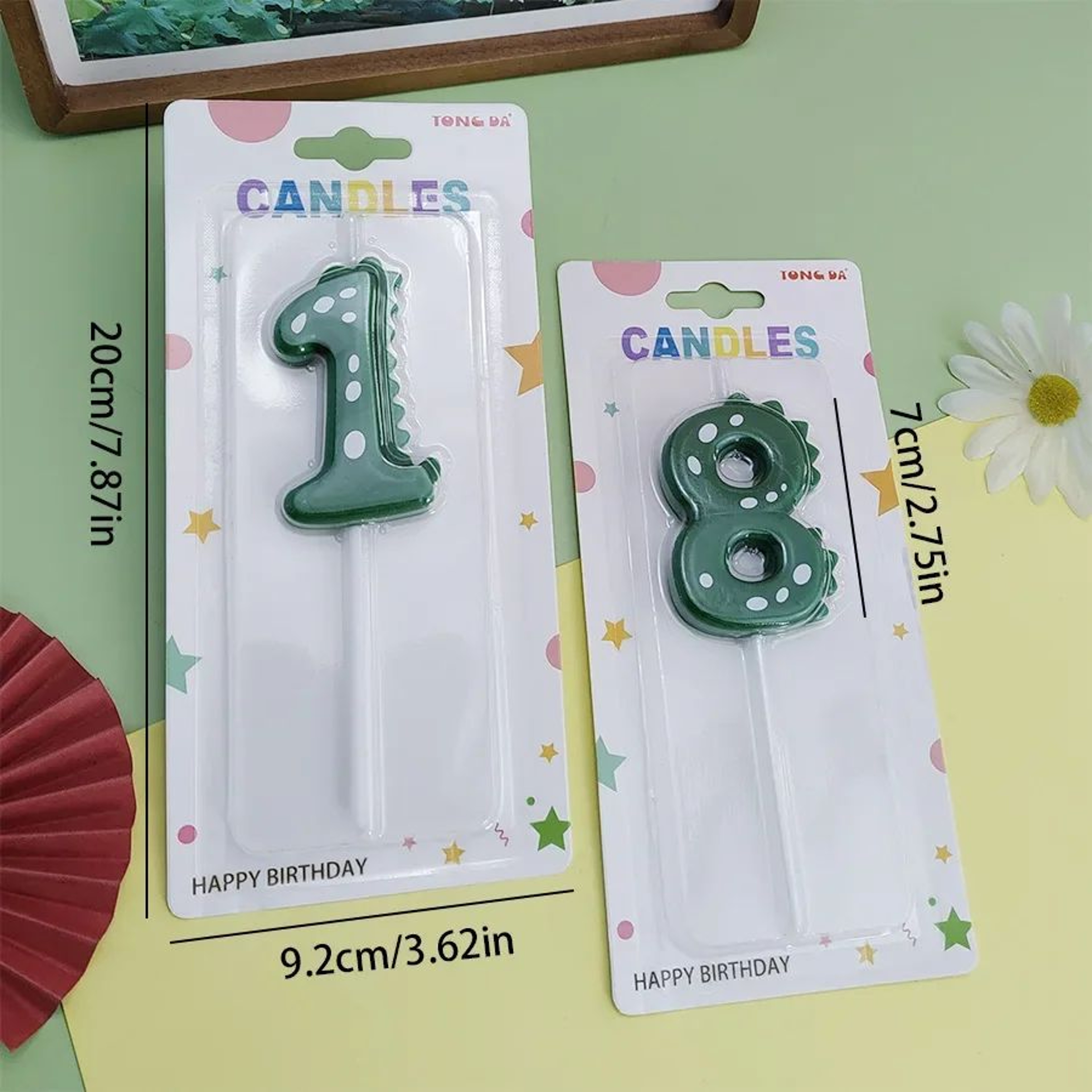 Green Dinosaur Number Birthday Candle  Cute Boy Cake Decoration Paraffin Wax Party Candle 09 5