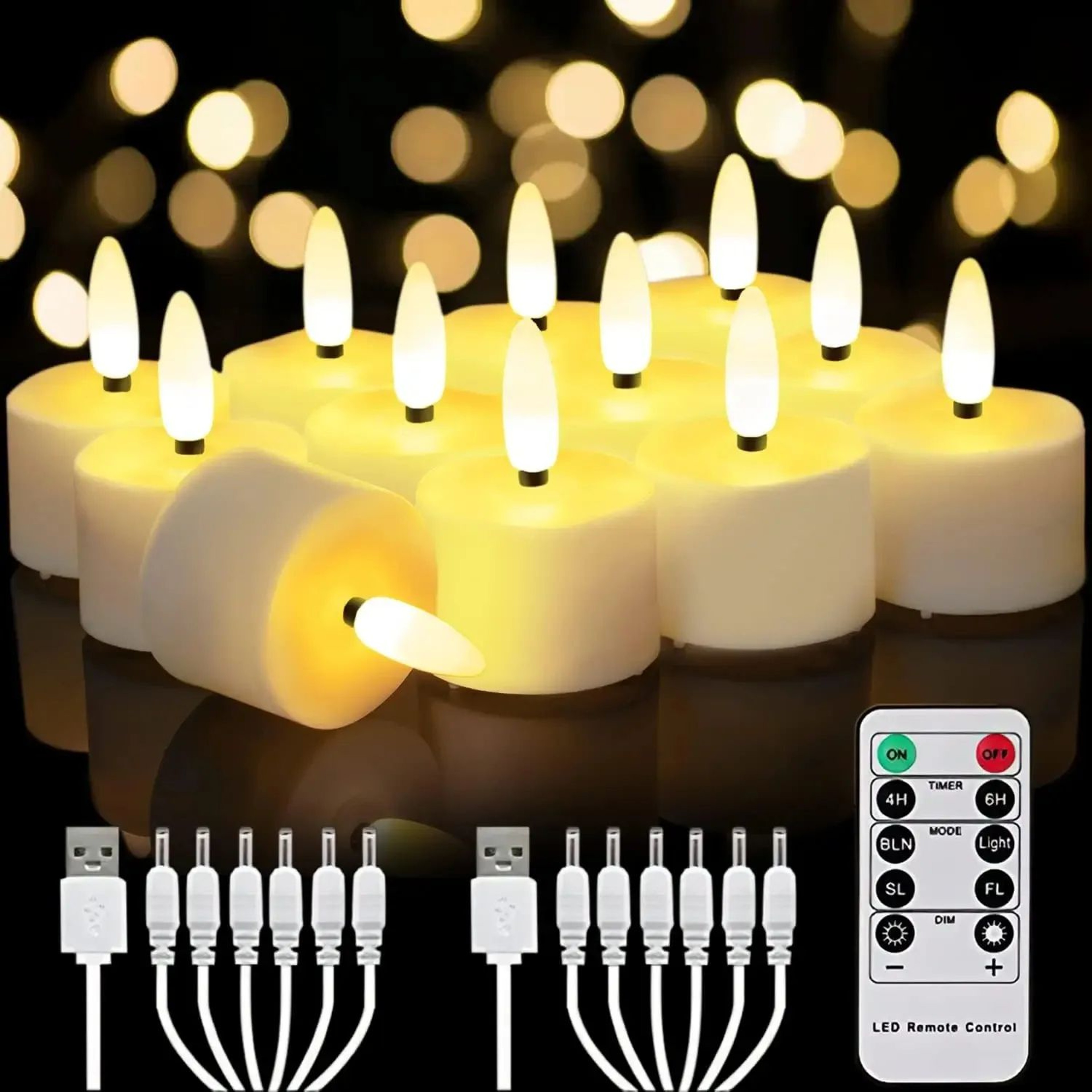 Rechargeable Flameless LED Tea Light Candles With Remote  Flickering Electronic Candles For Home De 0