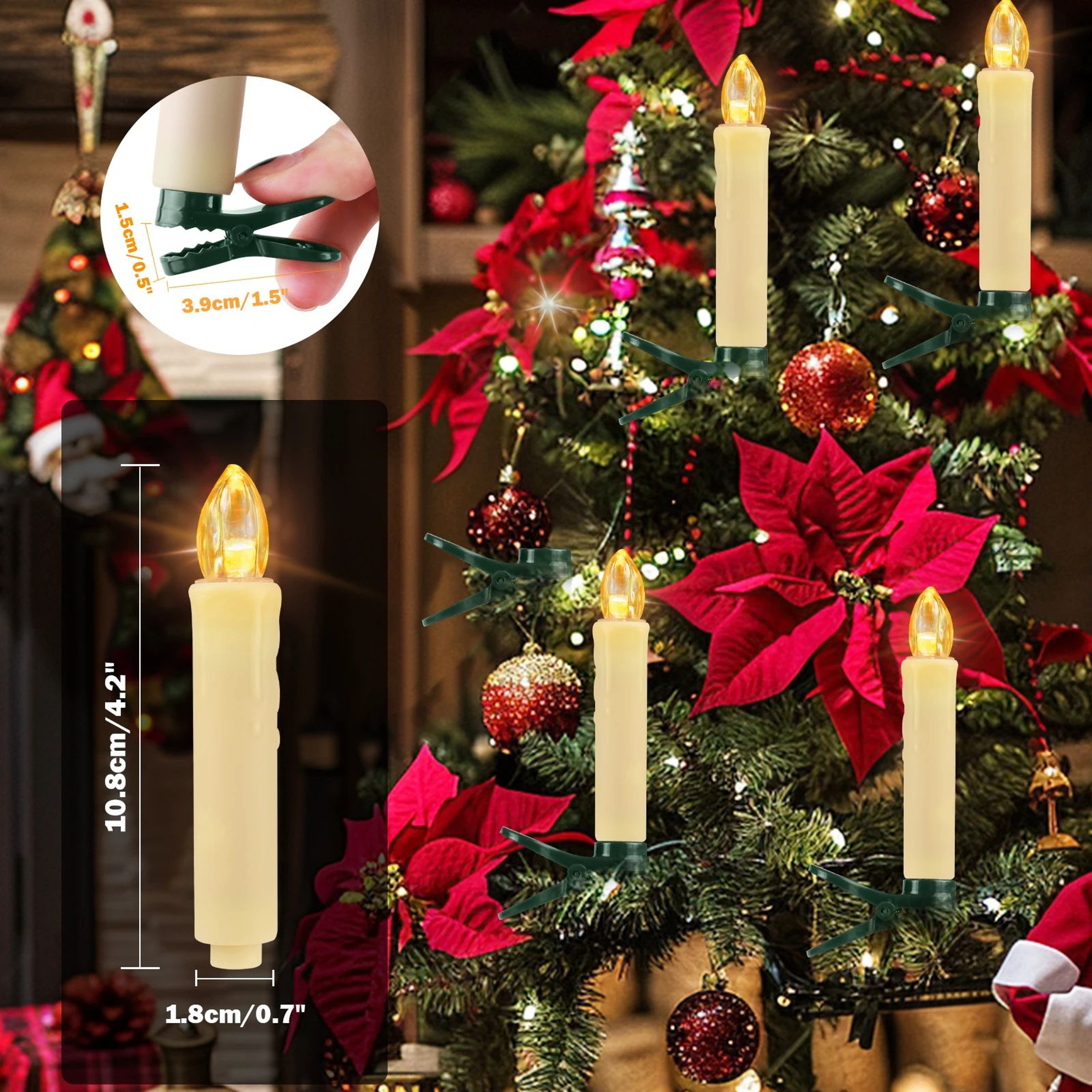 Flameless LED Taper Candles With Remote  Timer  ClipOn Christmas Tree Lights For Holiday  Wedding D 4