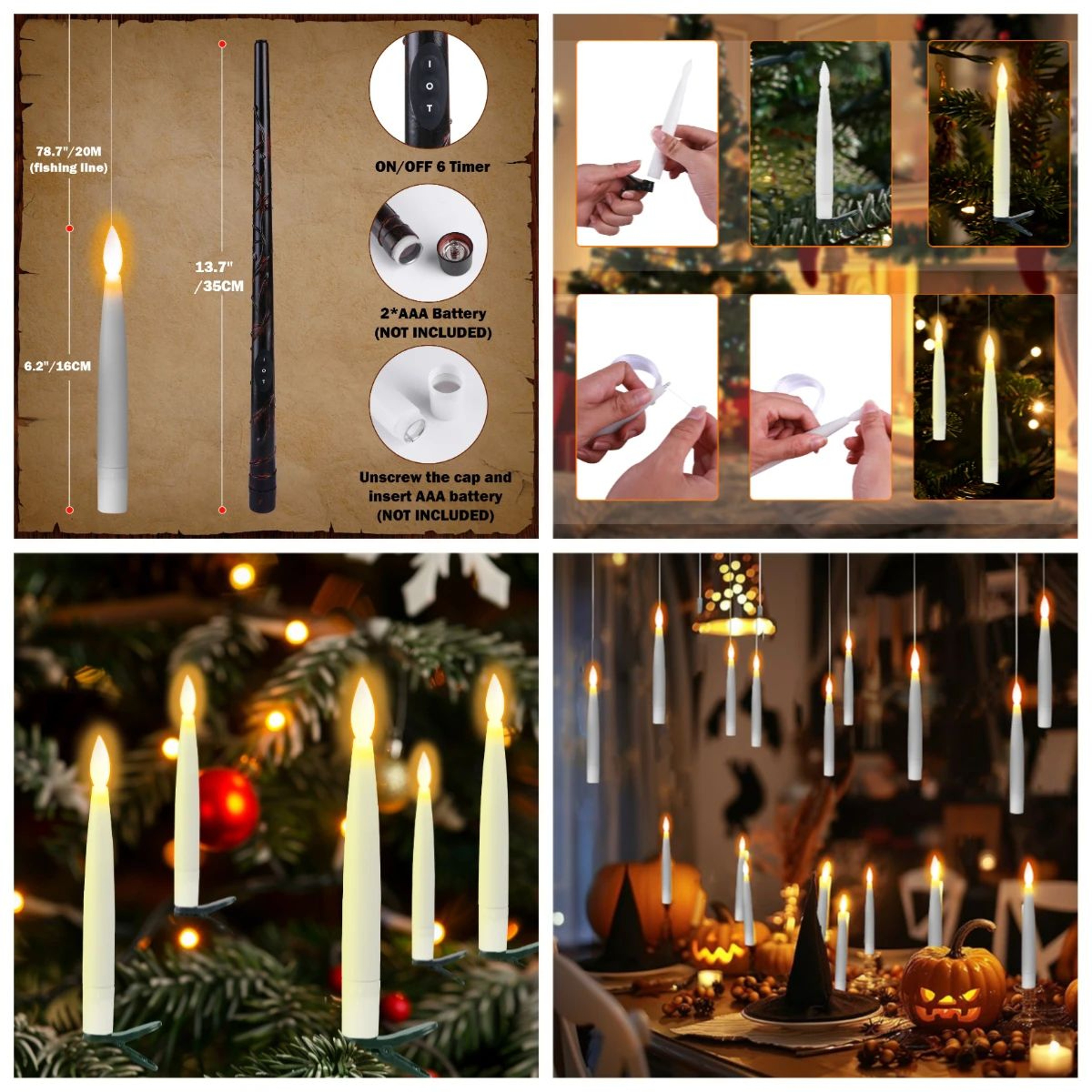 Flameless LED Taper Candles With Remote  Timer  ClipOn Christmas Tree Lights For Holiday  Wedding D 5