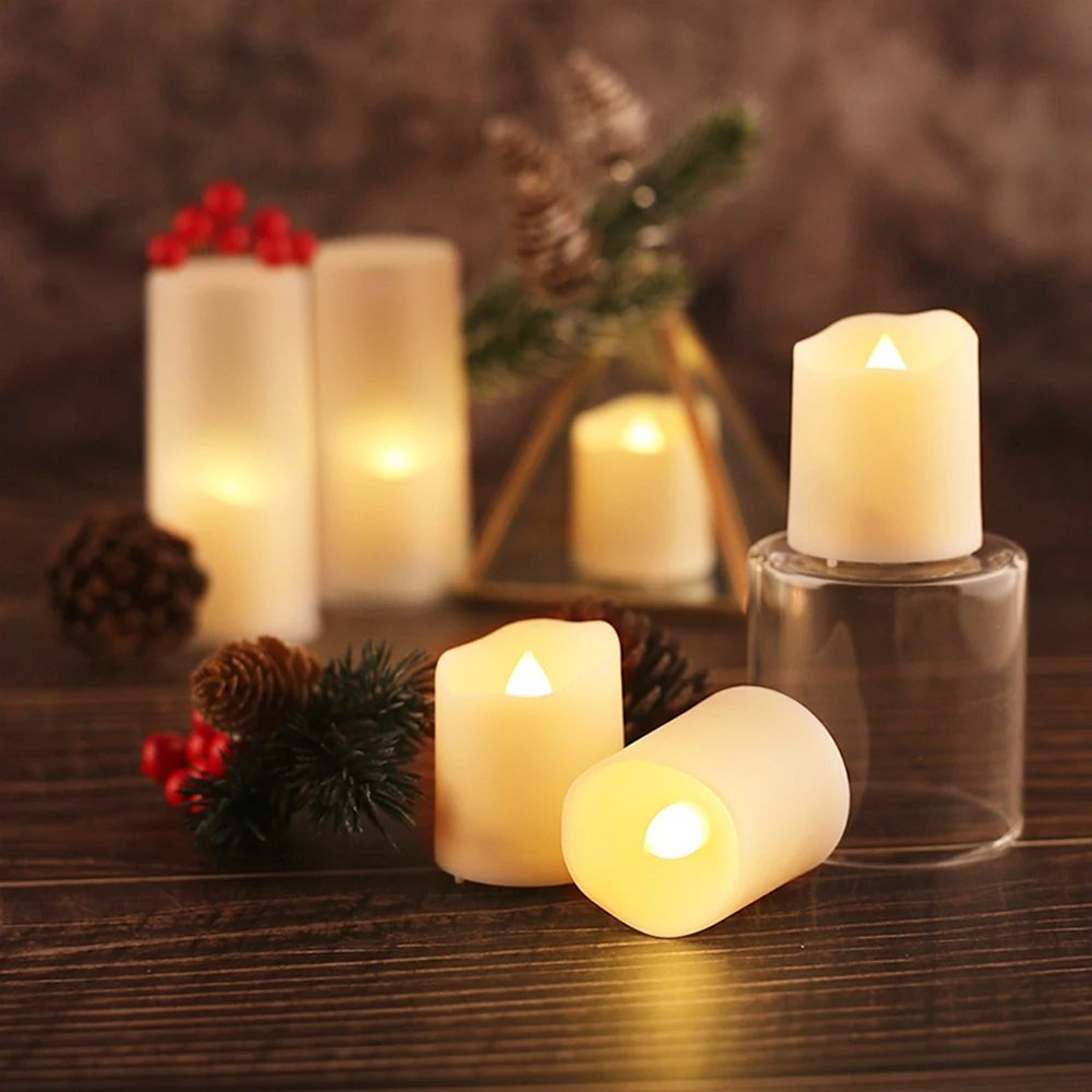 Rechargeable LED Flameless Candles With Remote  Timer  Flickering Decorative Lights For Home Christ