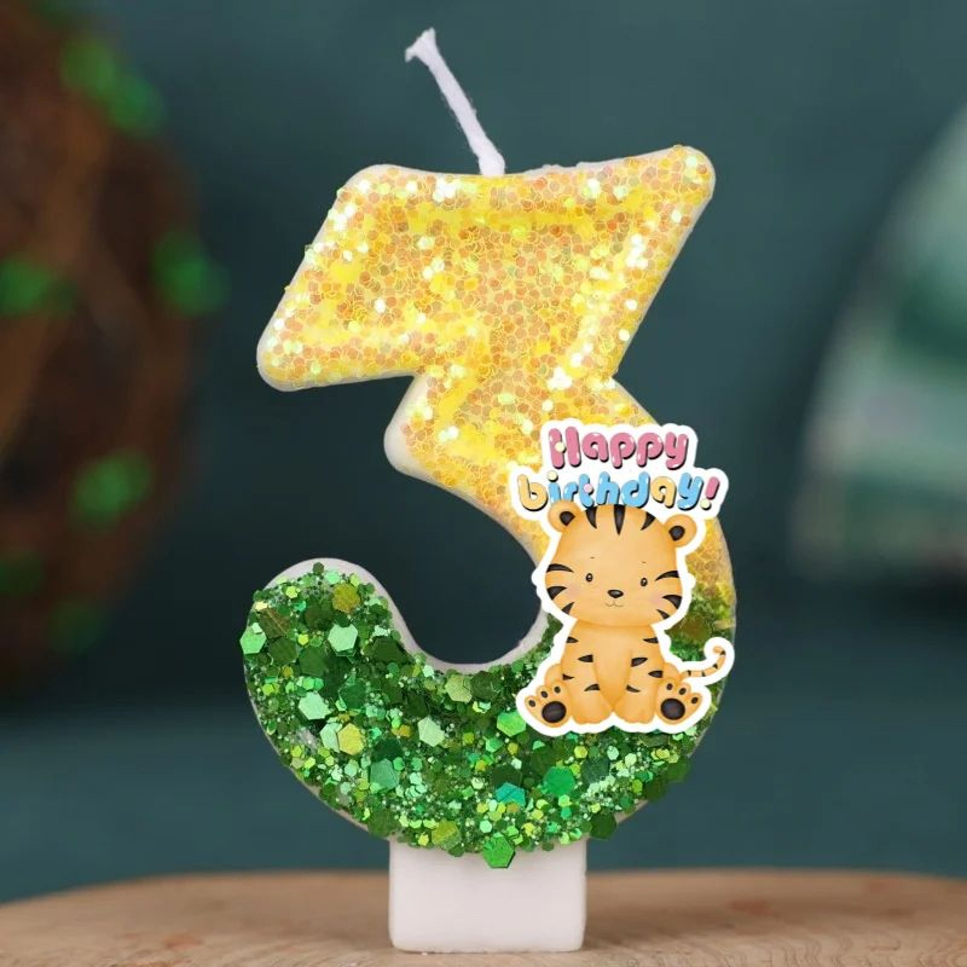 Forest Animal Leopard Number Digital Candle 09  Cartoon Birthday Cake Decoration For Kids Party 2