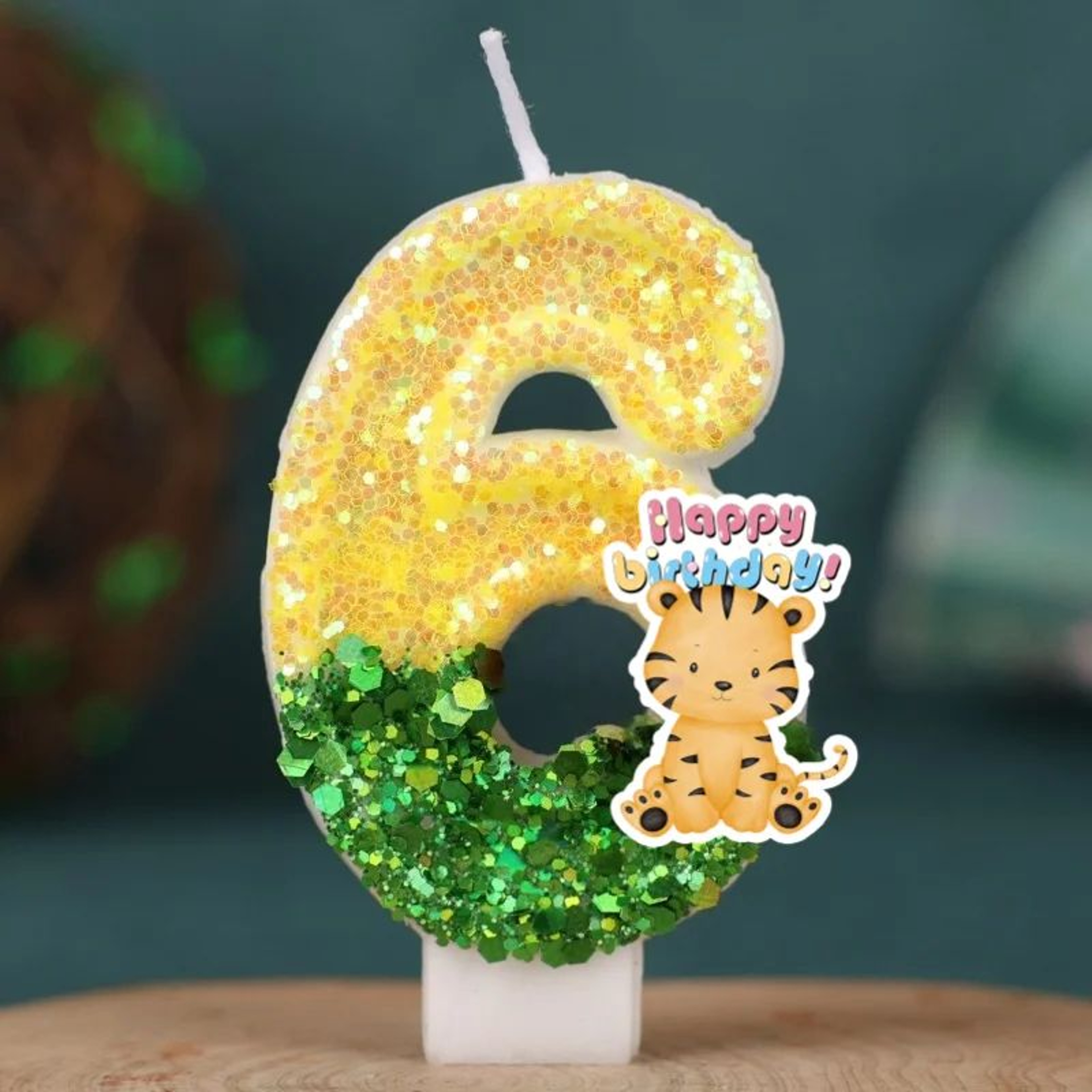 Forest Animal Leopard Number Digital Candle 09  Cartoon Birthday Cake Decoration For Kids Party 12